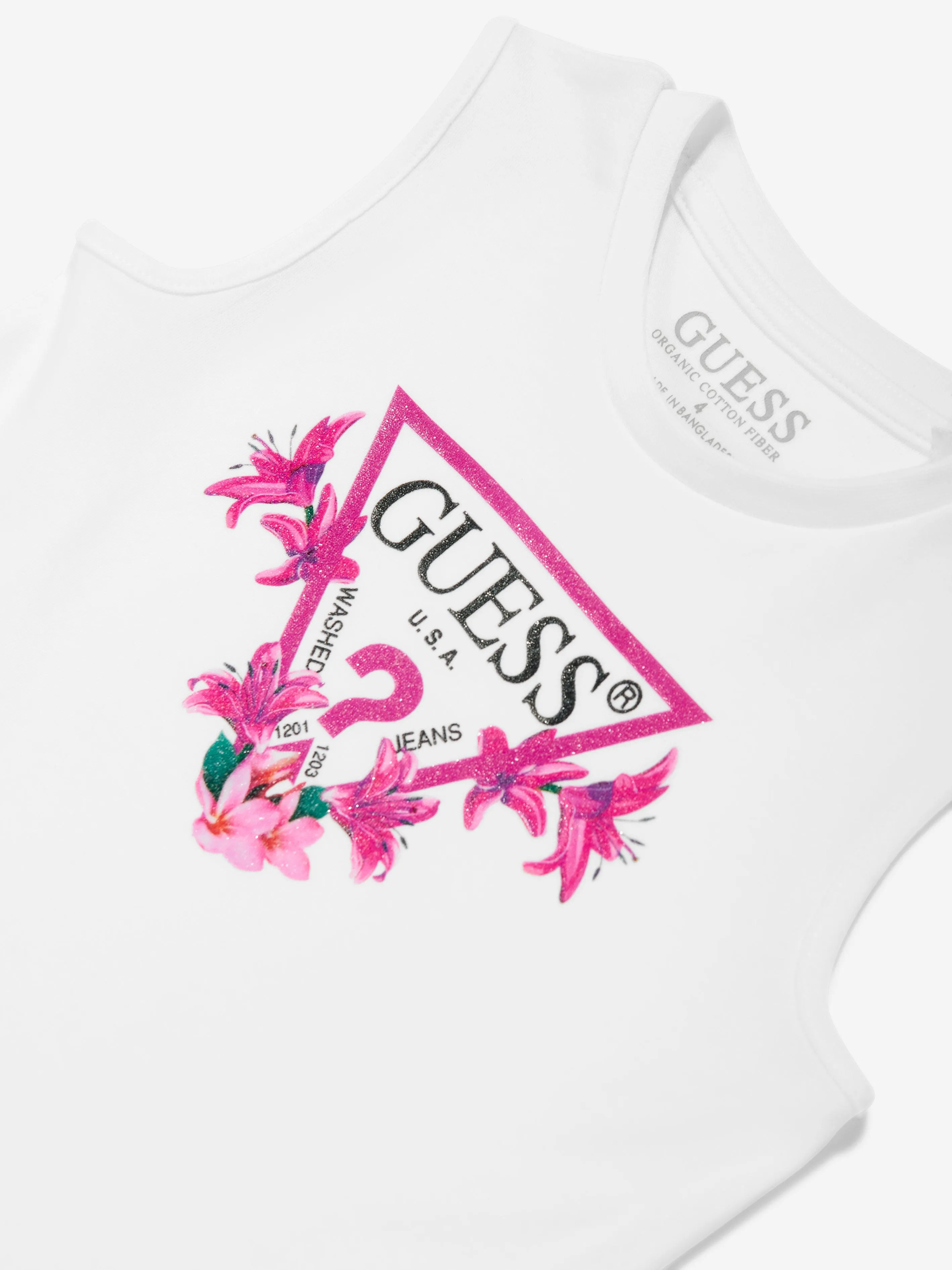 Girls Sleeveless Logo Dress in White
