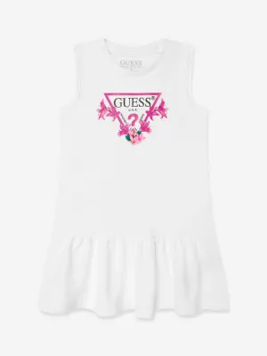 Girls Sleeveless Logo Dress in White