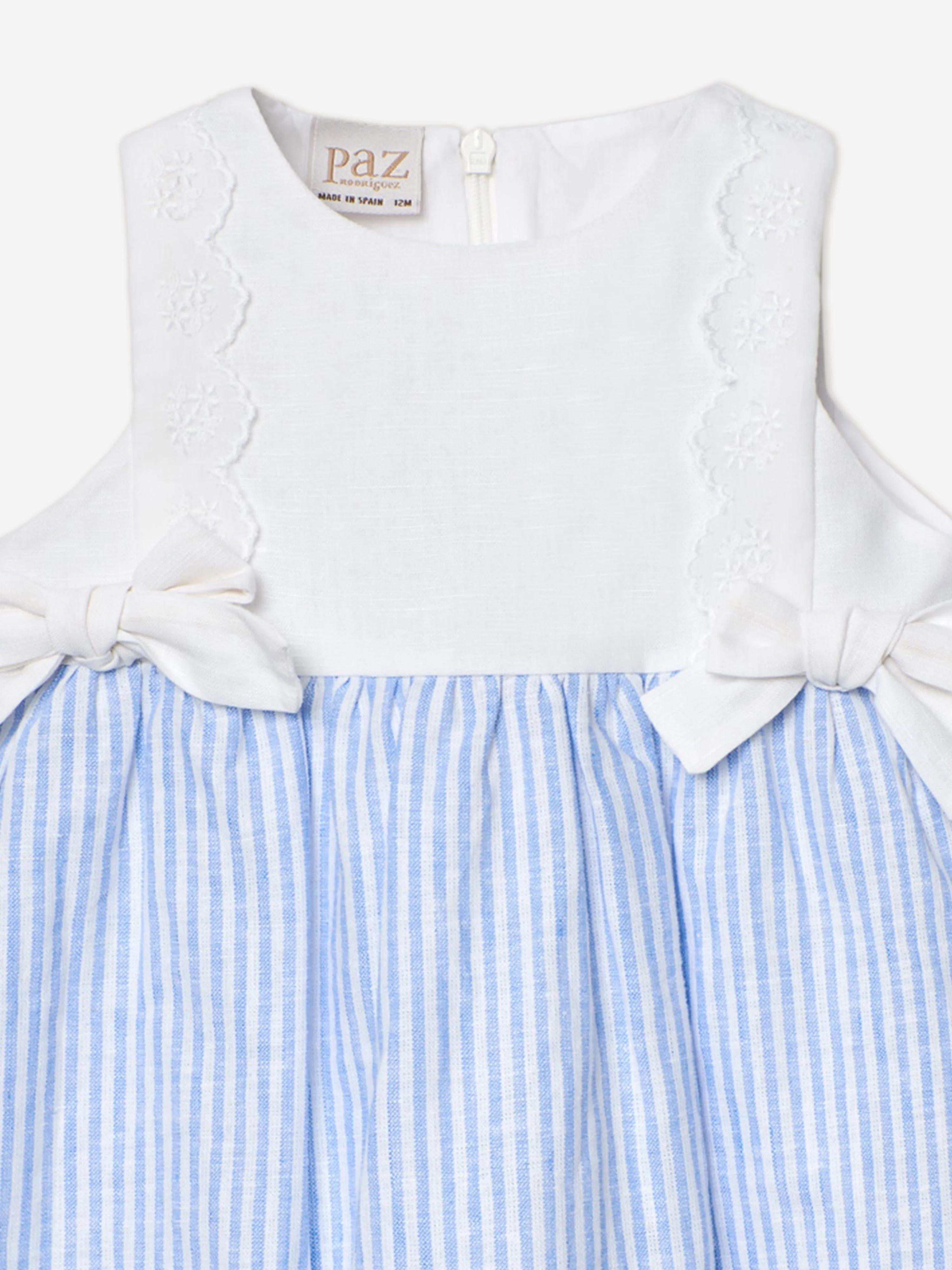 Girls Striped Bow Dress in Blue