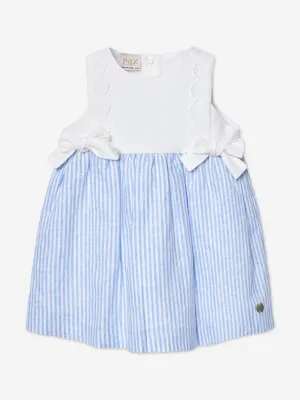 Girls Striped Bow Dress in Blue