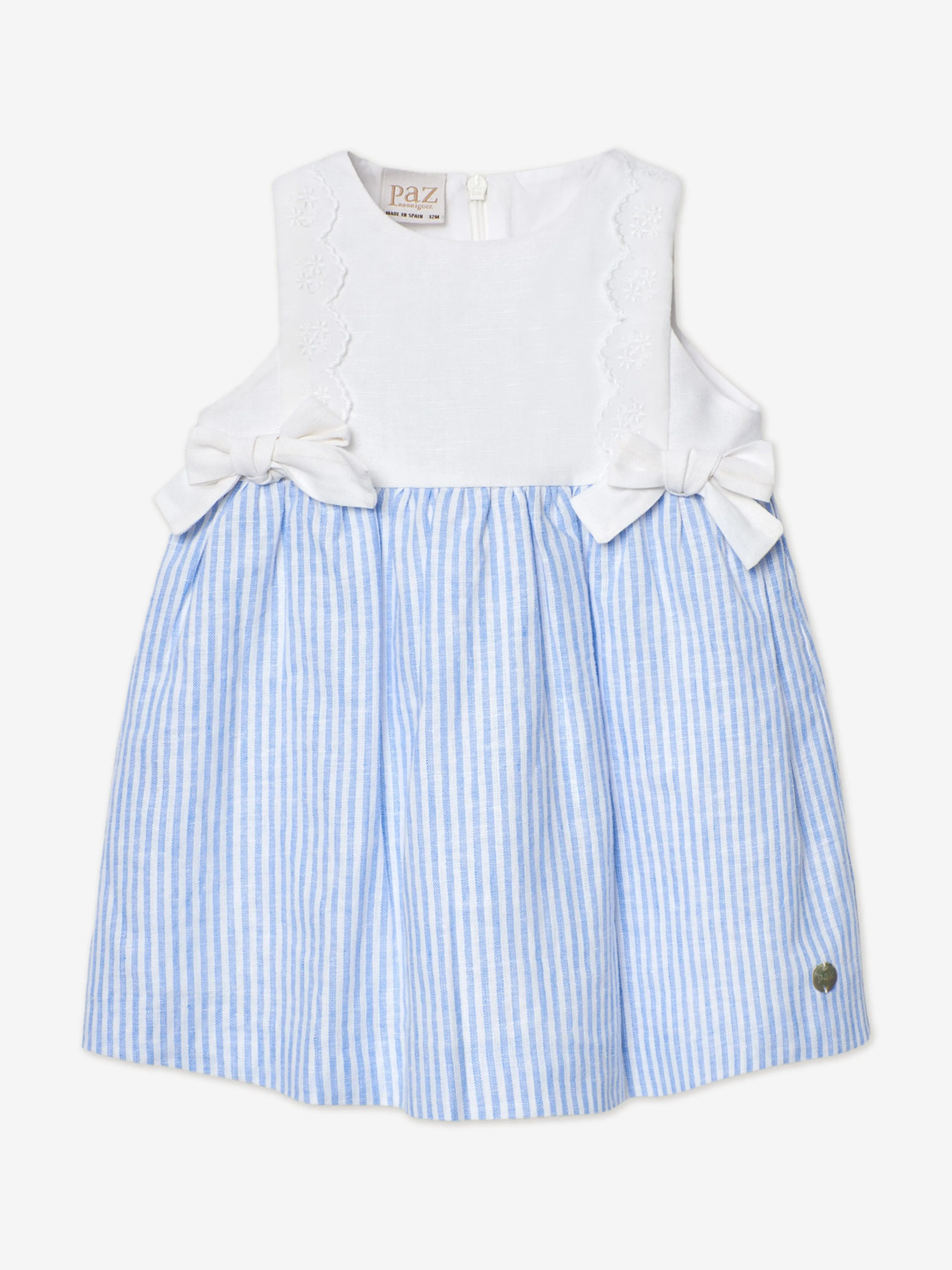 Girls Striped Bow Dress in Blue