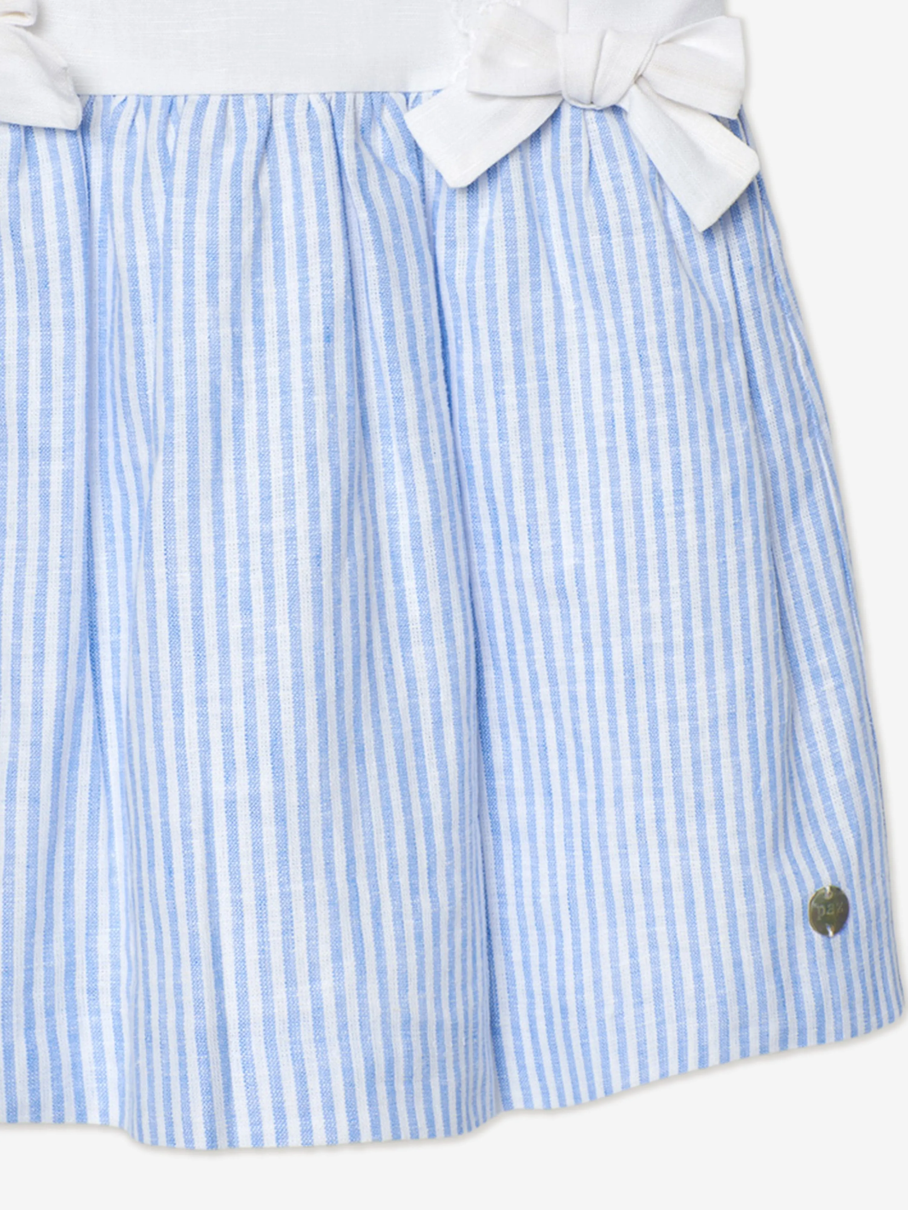 Girls Striped Bow Dress in Blue