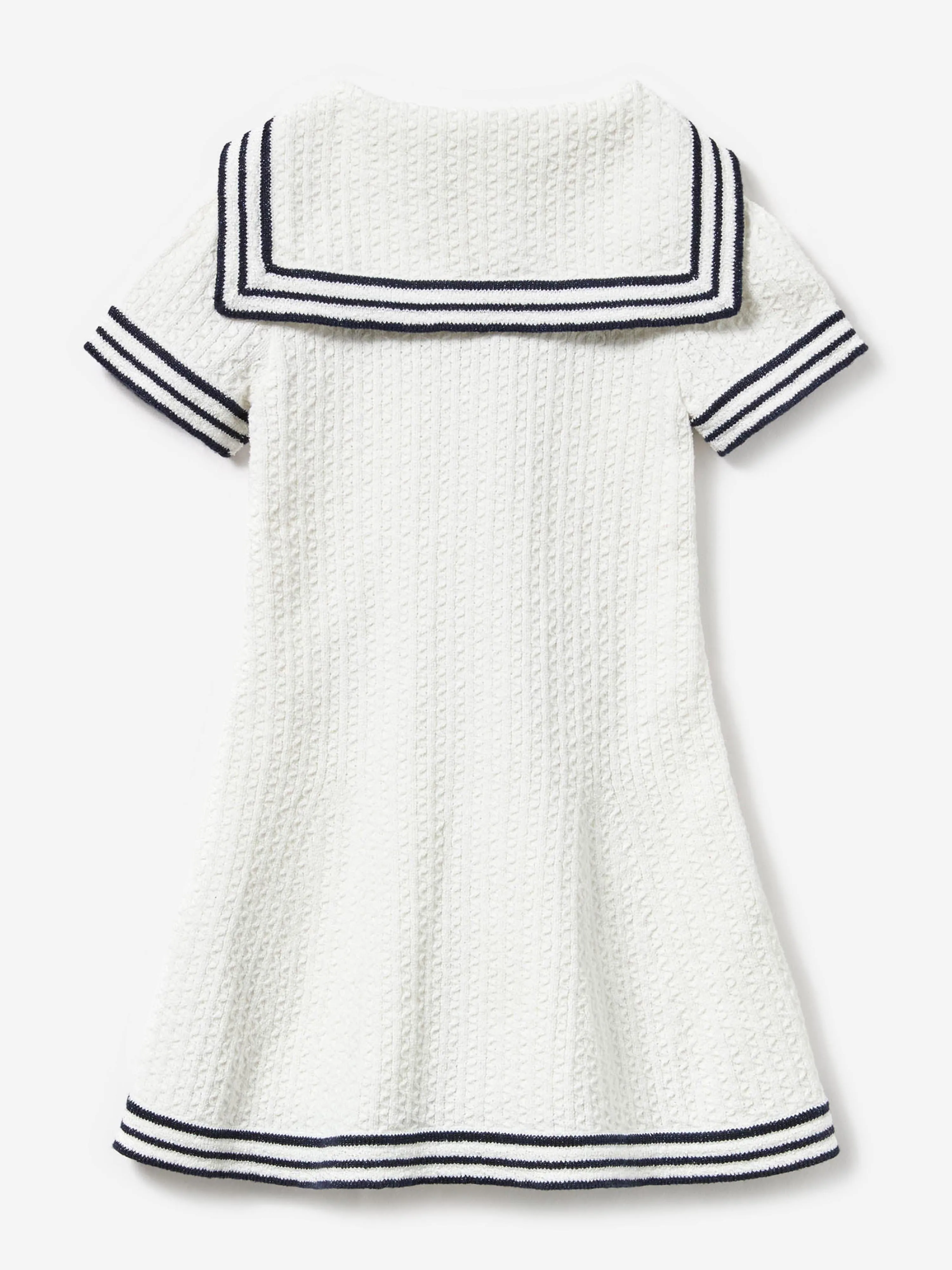 Girls Textured Knit Dress in Ivory