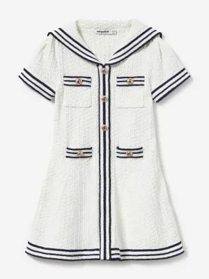 Girls Textured Knit Dress in Ivory