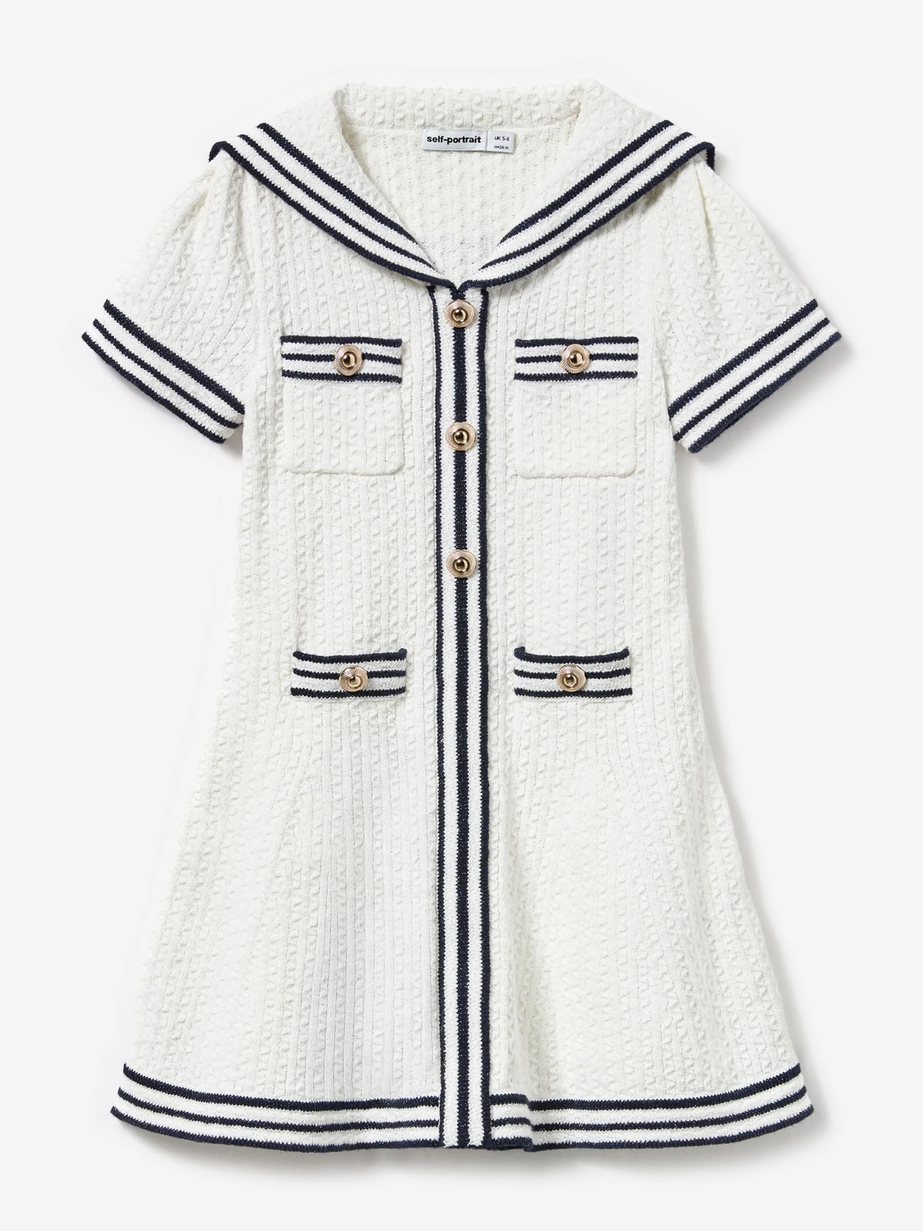 Girls Textured Knit Dress in Ivory