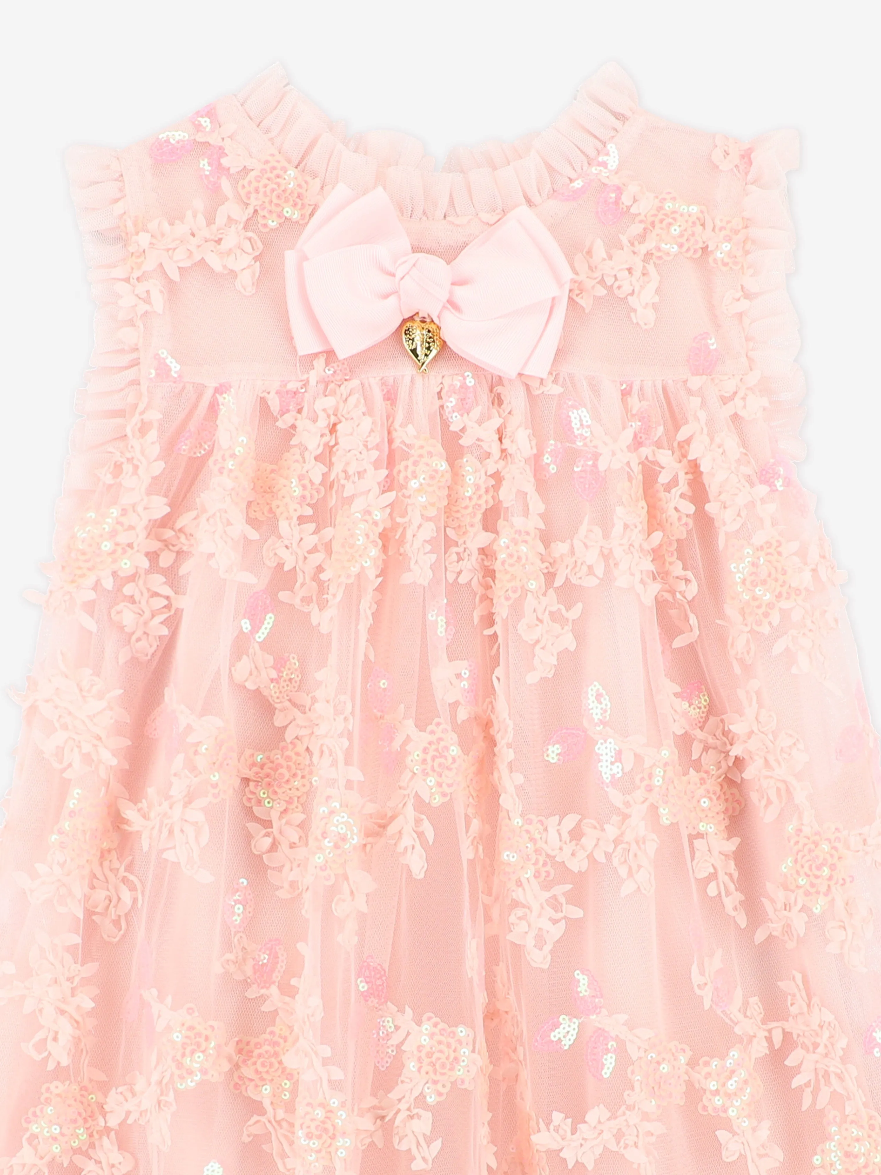 Girls Tilly Sequin Flower Tulle Dress in Pink