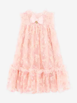 Girls Tilly Sequin Flower Tulle Dress in Pink