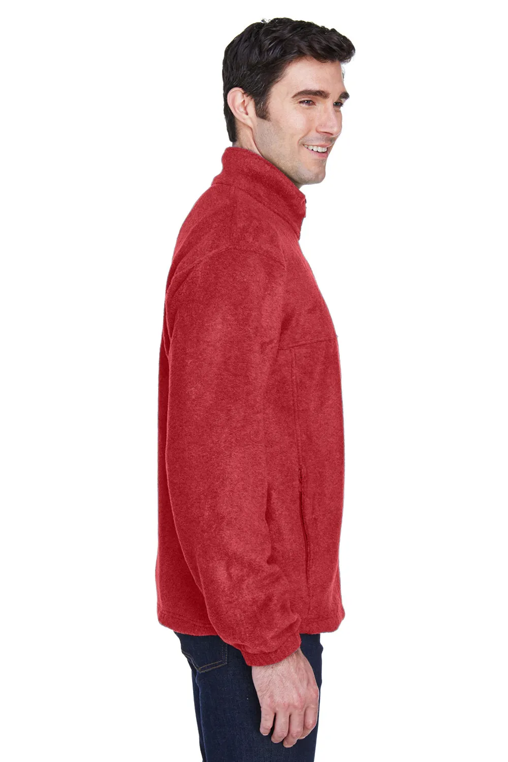Harriton Mens Pill Resistant Fleece Full Zip Jacket - Red
