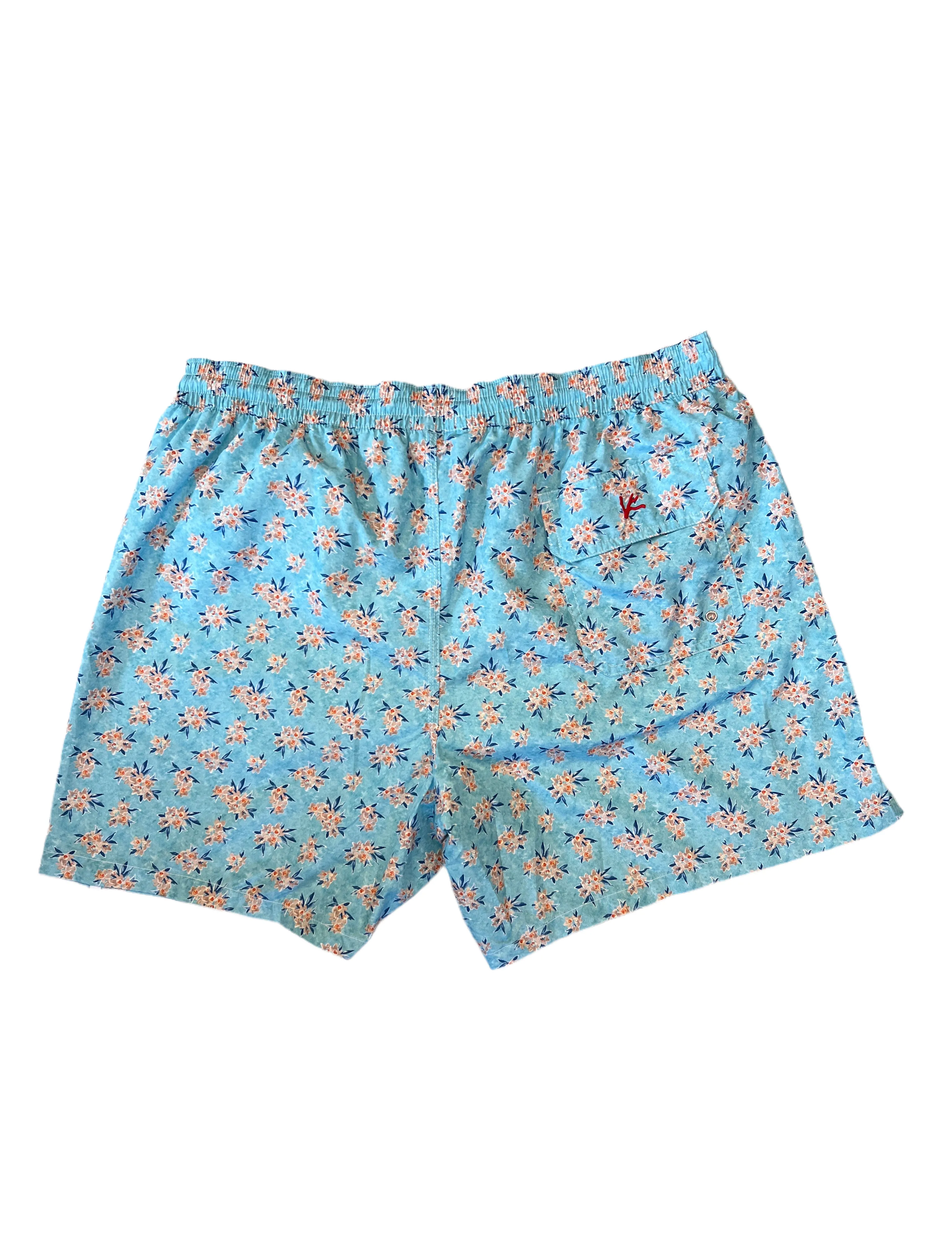 Isaia Mens Light Blue Floral Swim Trunks