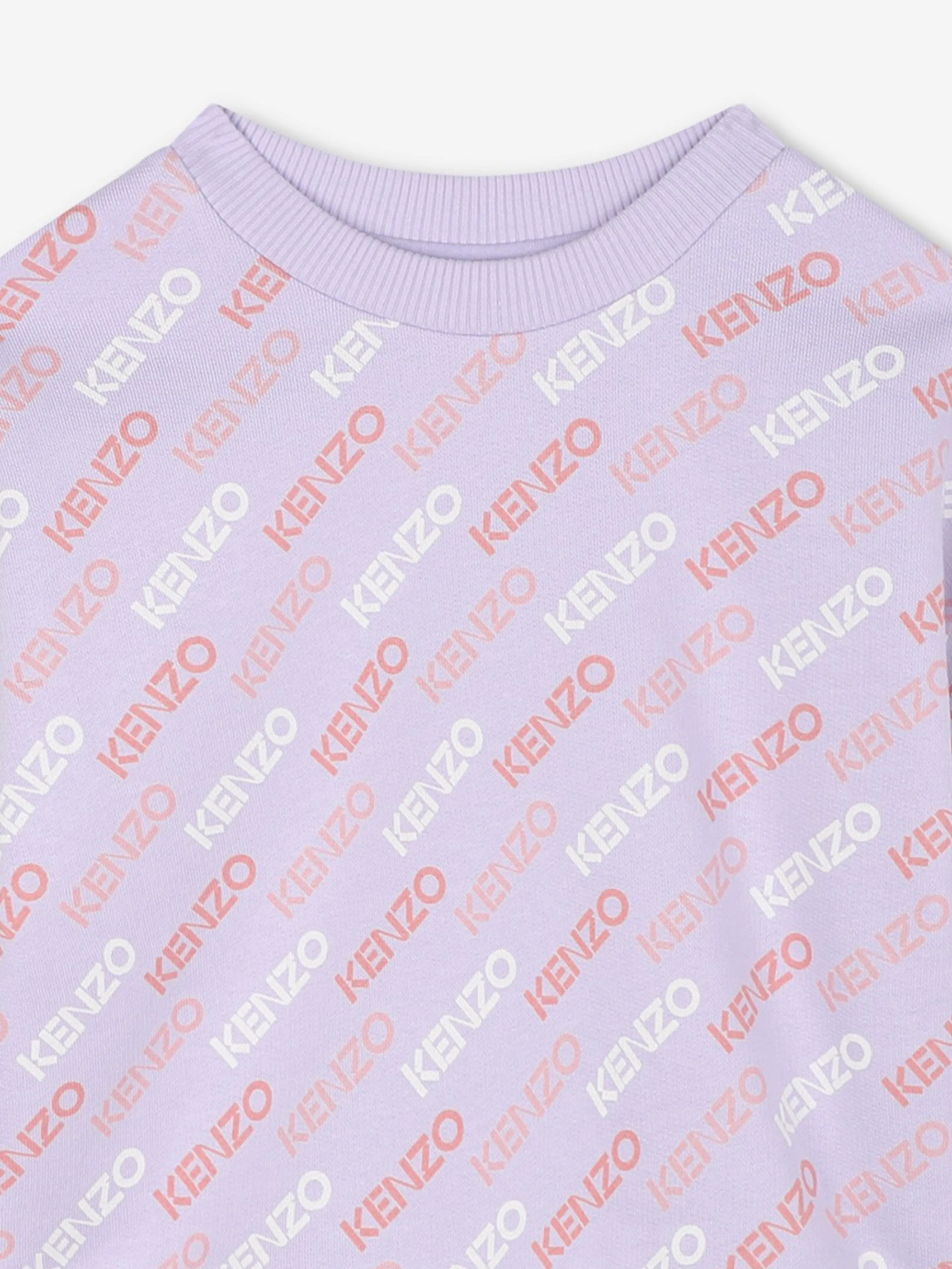 KENZO Girls Logo Print Sweatshirt in Purple