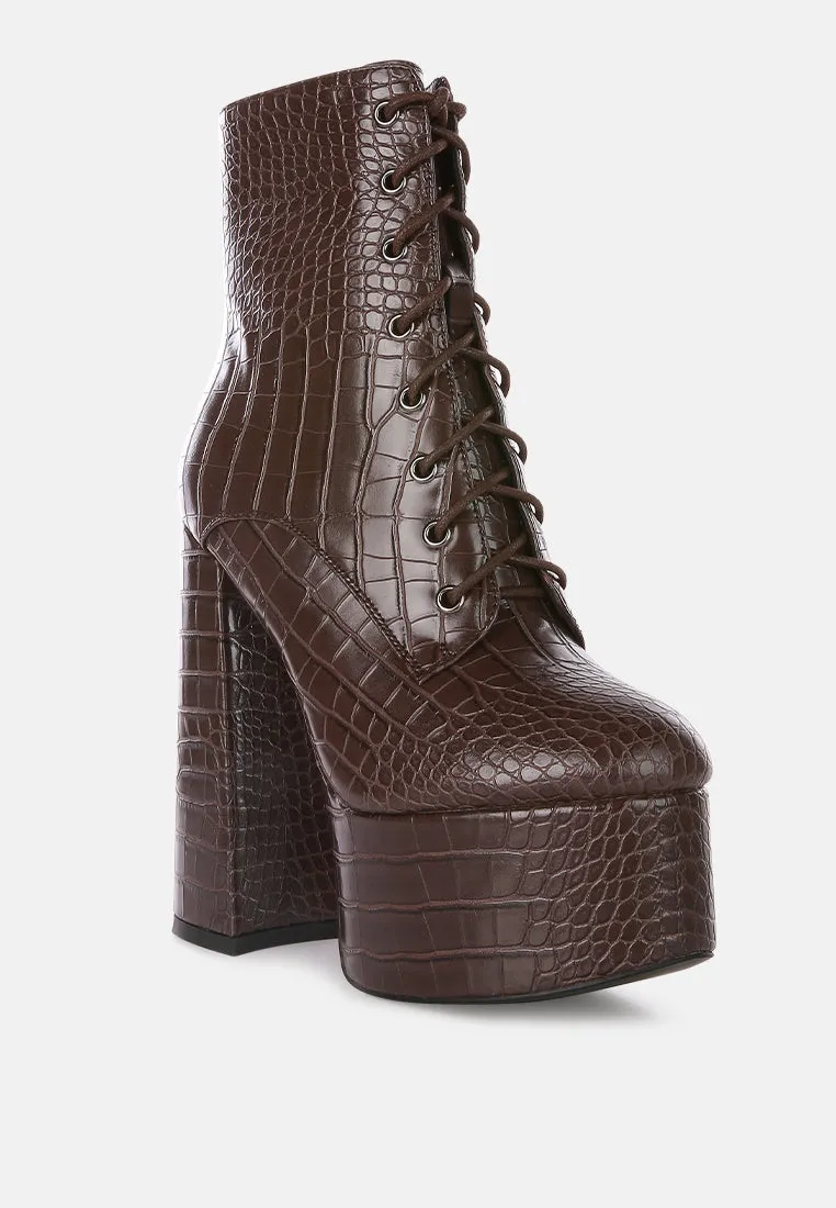 magdalene croc high heel patform boots London Rag