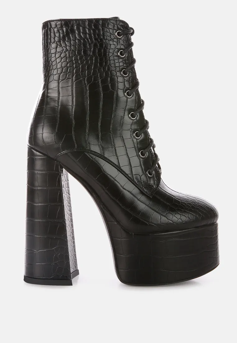 magdalene croc high heel patform boots London Rag