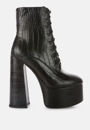 magdalene croc high heel patform boots London Rag