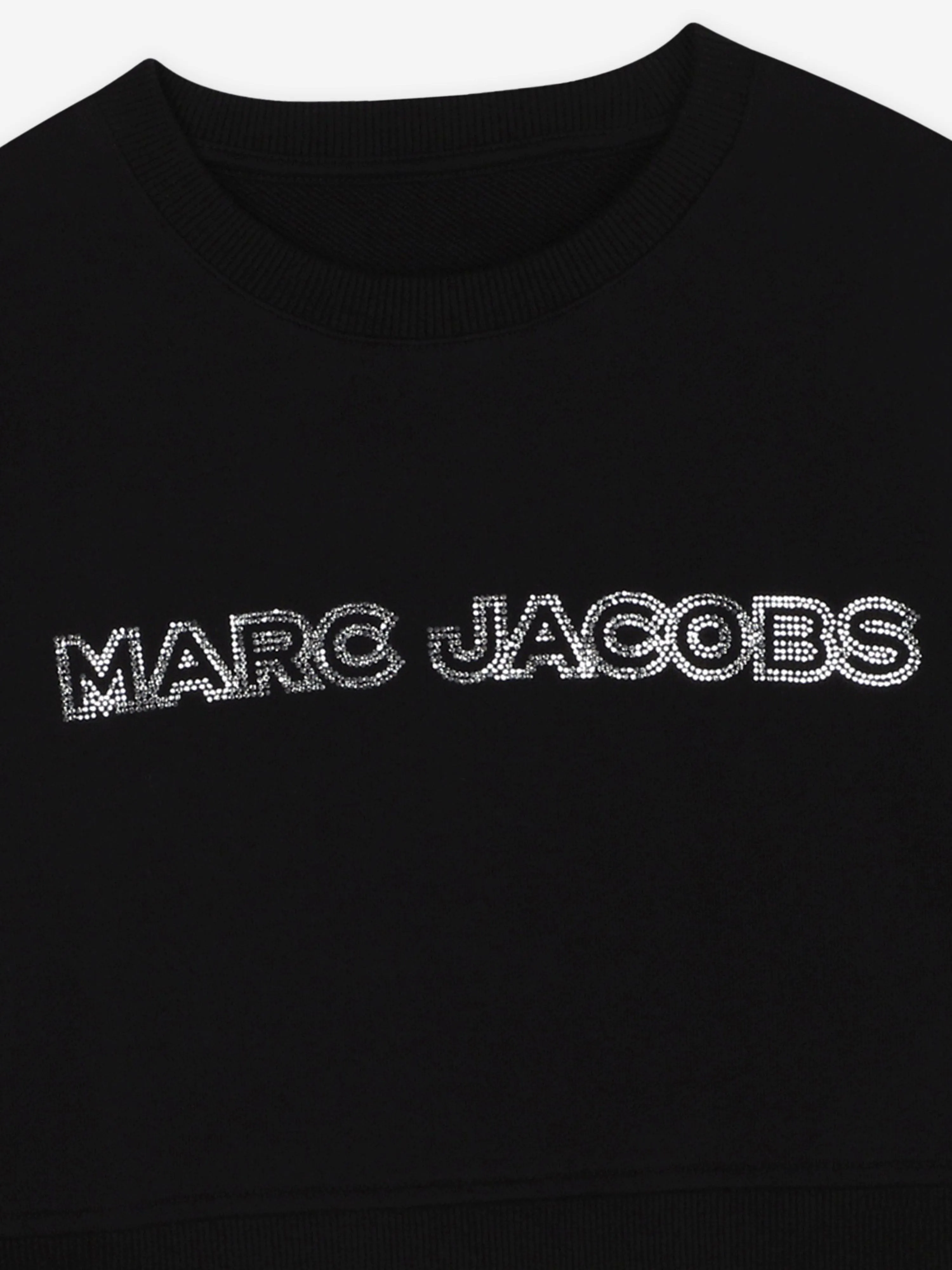 MARC JACOBS Girls Diamante Logo Cropped Sweatshirt in Black