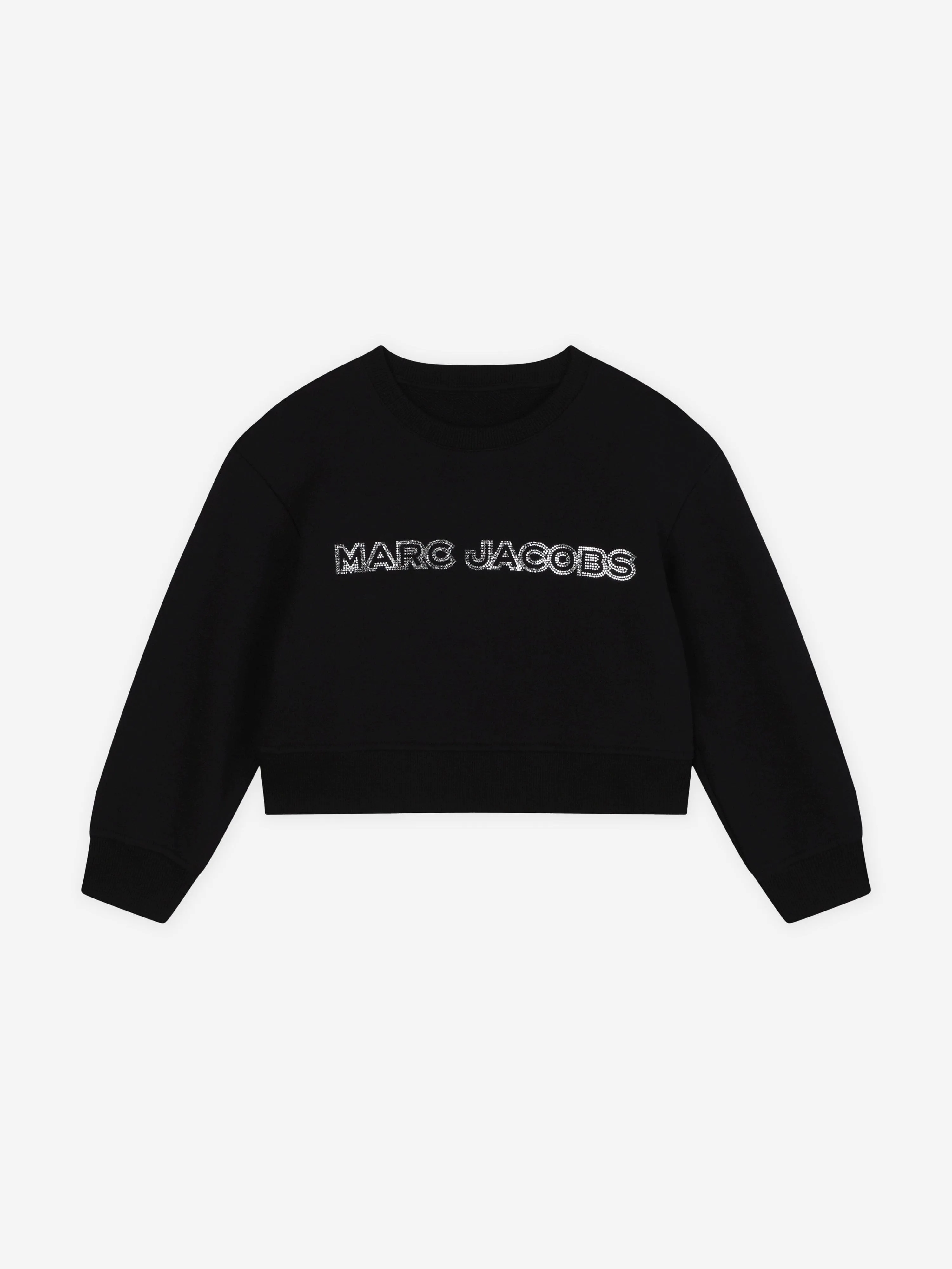 MARC JACOBS Girls Diamante Logo Cropped Sweatshirt in Black
