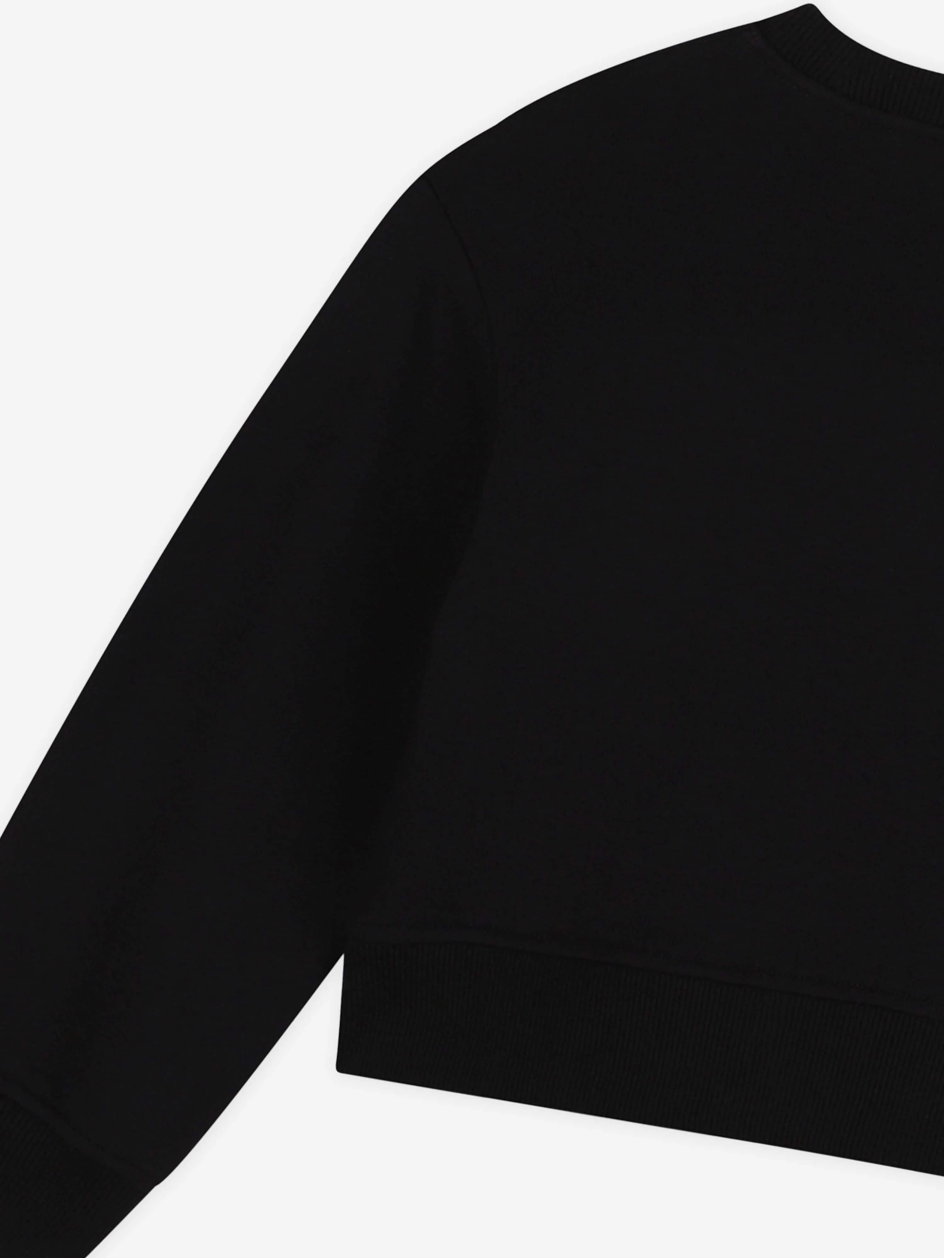 MARC JACOBS Girls Diamante Logo Cropped Sweatshirt in Black