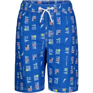 Nautica Boys' Flag Print Swim Short (8-16) True Navy Nautica
