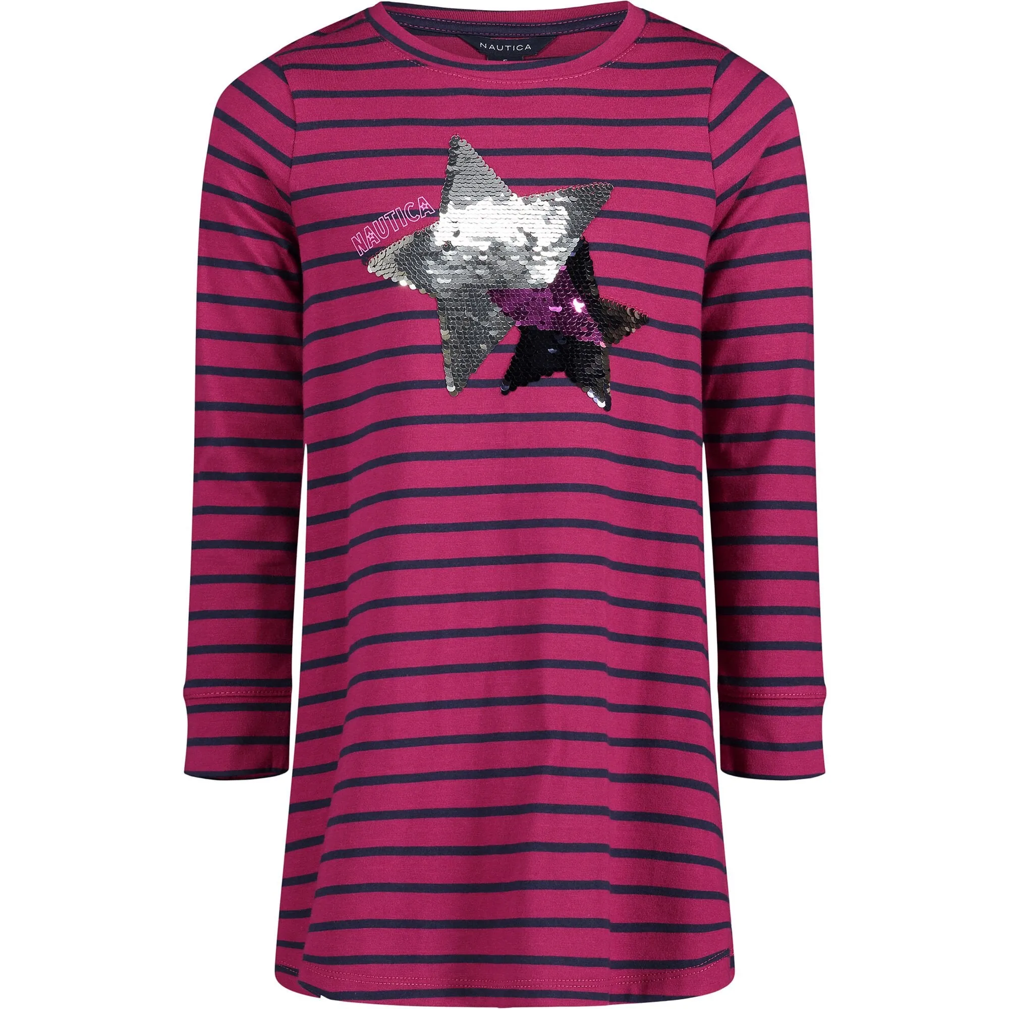 Nautica Girls' Star Sequin Ruffle Dress (7-16) Dusty Pink Nautica