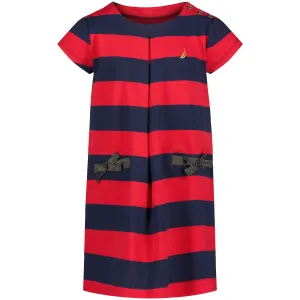 Nautica Girls’ Striped Pleat Dress (7-16) Navy Nautica