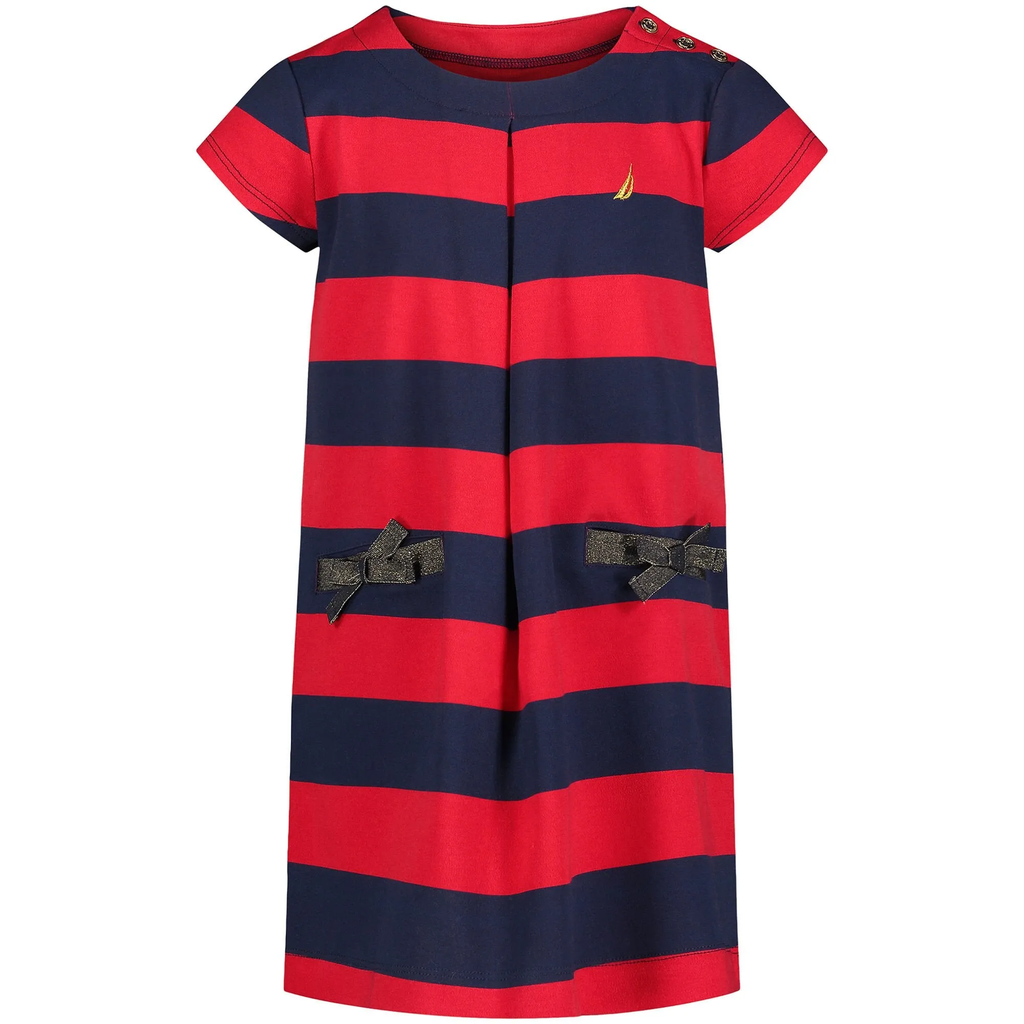Nautica Girls’ Striped Pleat Dress (7-16) Navy Nautica