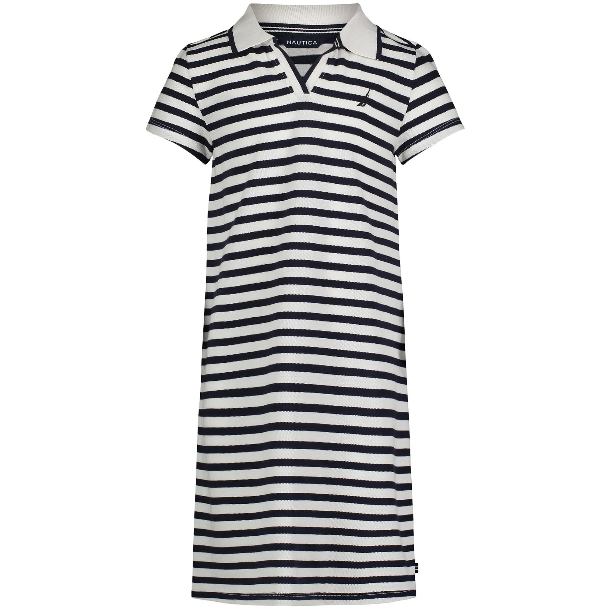 Nautica Girls' Striped Polo Dress (7-16) Antique White Wash Nautica