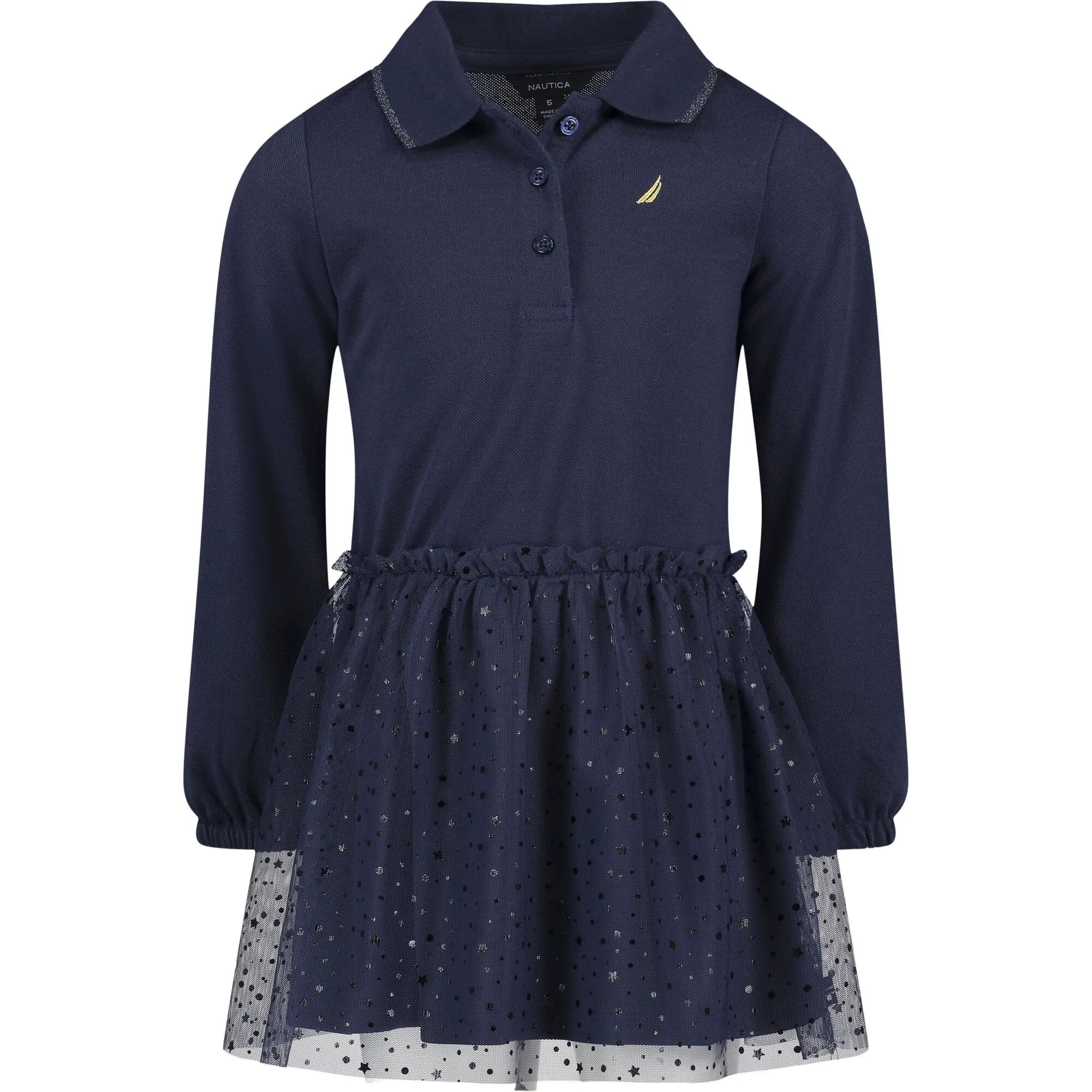 Nautica Little Girls' Tulle Skirt Polo Dress (4-6X) Navy Nautica