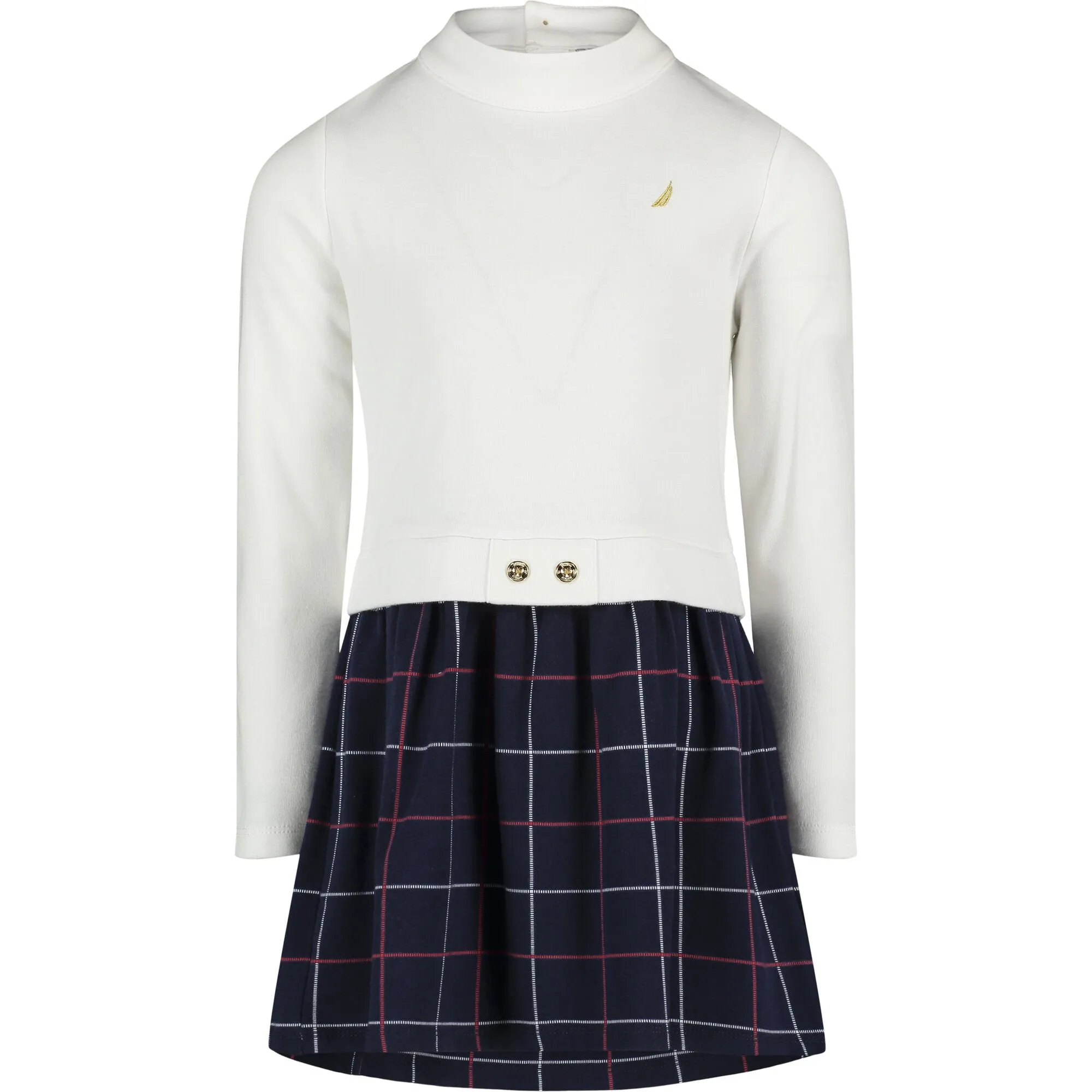 Nautica Little Girls' Windowpane Dress (4-6X) White Nautica