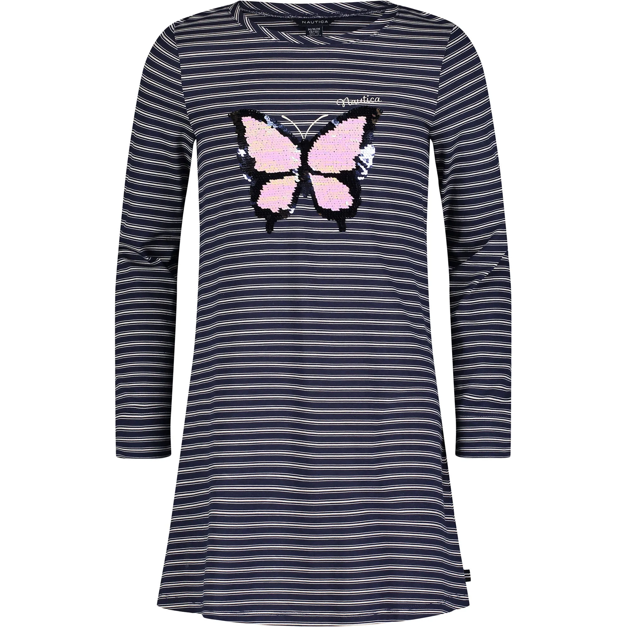 Nautica Toddler Girls' Butterfly Sequin Striped Dress (2T-4T) Navy Nautica