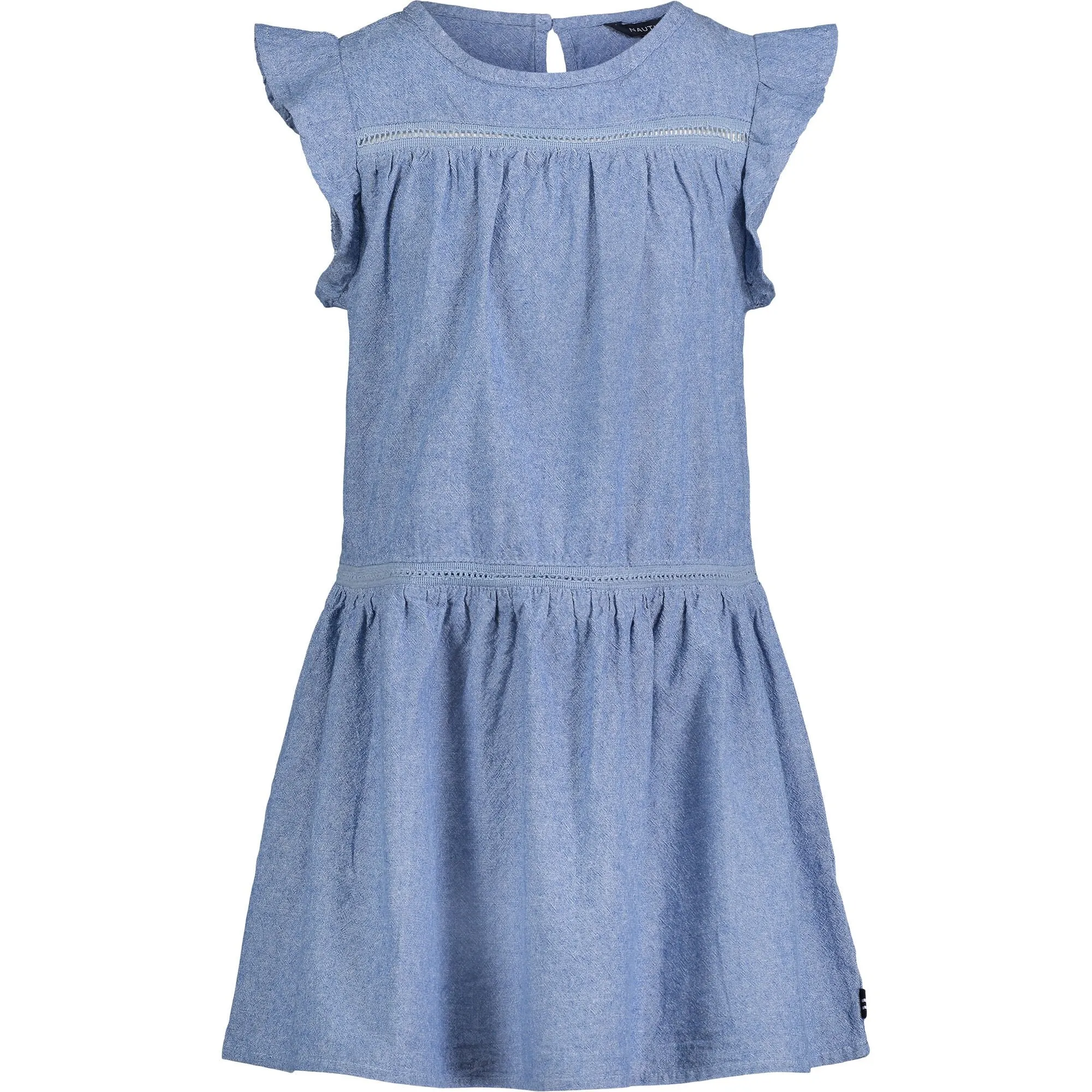 Nautica Toddler Girls' Flutter-Sleeve Chambray Dress (2T-4T) Light Tide Water Wash Nautica