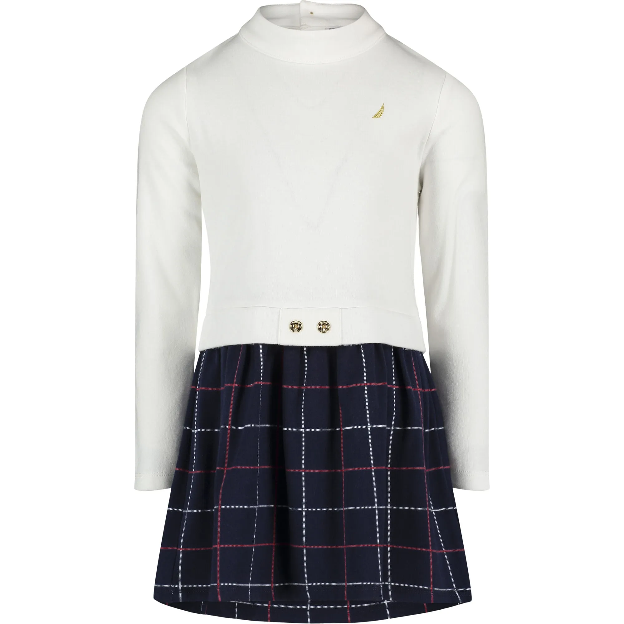 Nautica Toddler Girls' Windowpane Dress (2T-4T) White Nautica