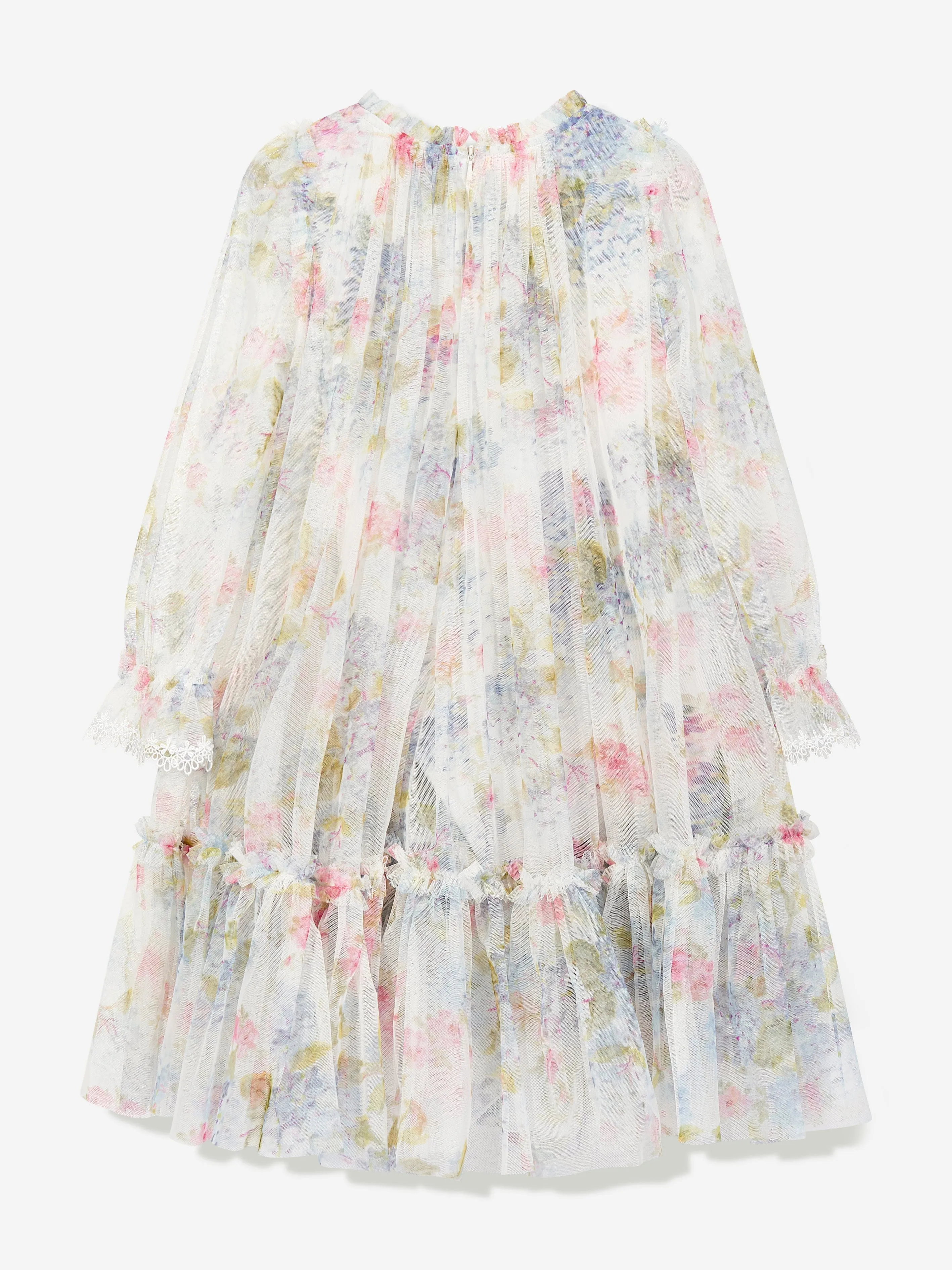 Needle & Thread Girls Hydrangea Long Sleeve Dress in Multicolour