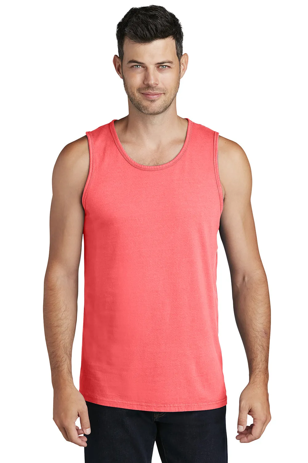 Port & Company Mens Beach Wash Tank Top - Neon Coral  Buy the latest Clothing Port-Company