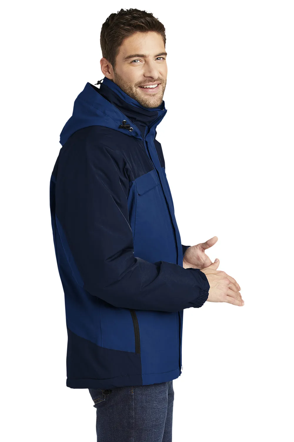 Port Authority Mens Nootka Waterproof Full Zip Hooded Jacket - Regatta Blue/Navy Blue