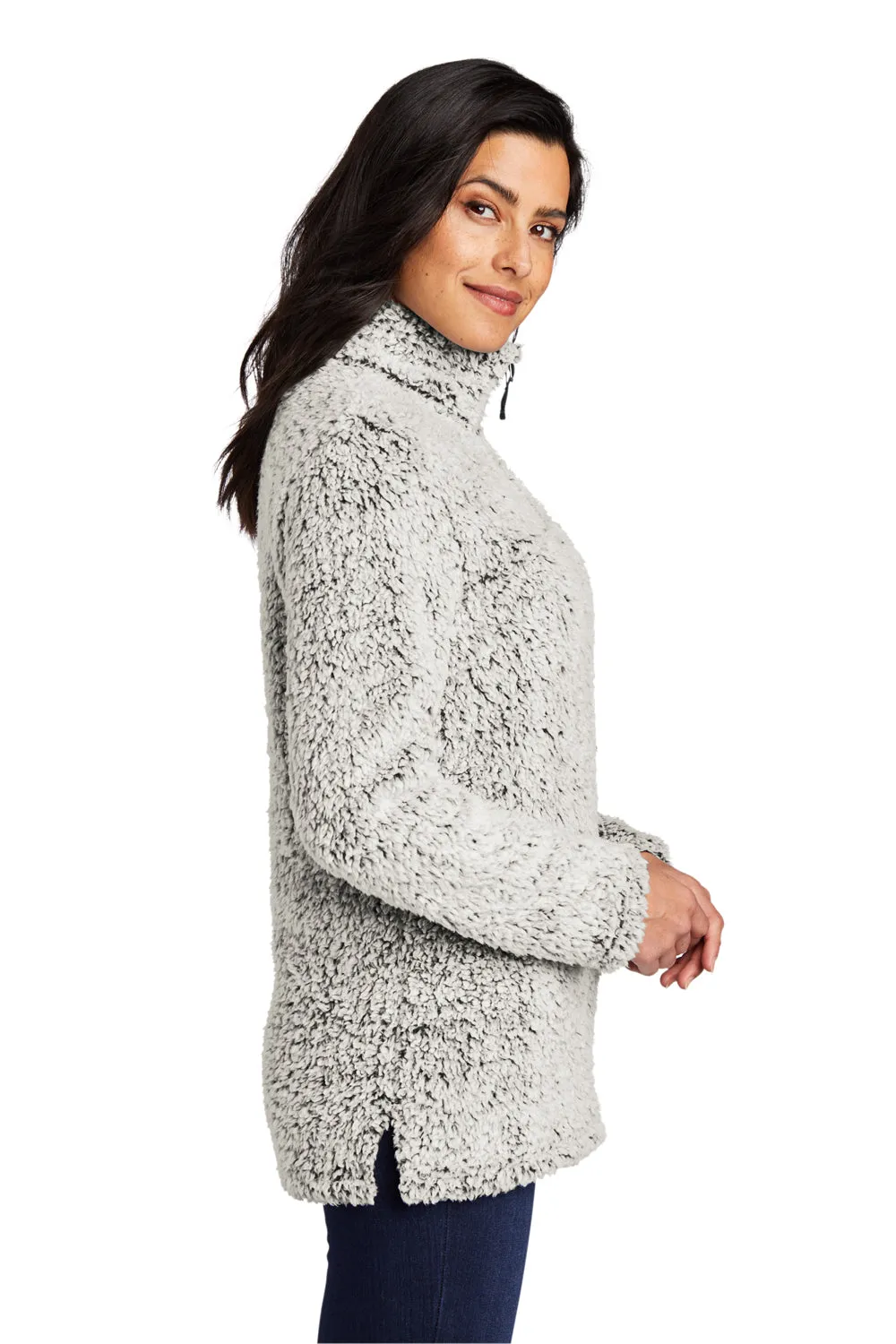Port Authority Womens Cozy Sherpa Fleece 1/4 Zip Jacket - Heather Grey