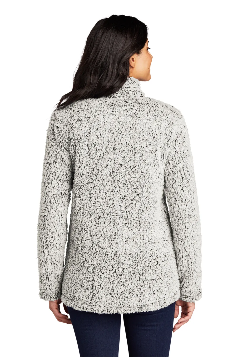 Port Authority Womens Cozy Sherpa Fleece 1/4 Zip Jacket - Heather Grey