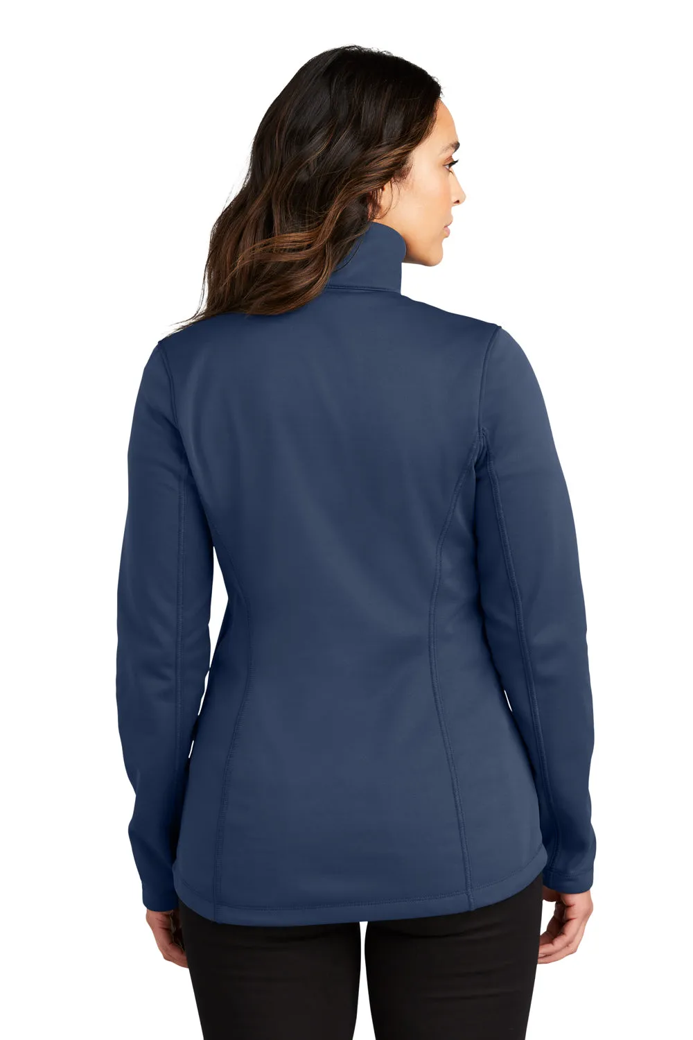 Port Authority Womens Smooth Fleece 1/4 Zip Hooded Jacket - River Navy Blue