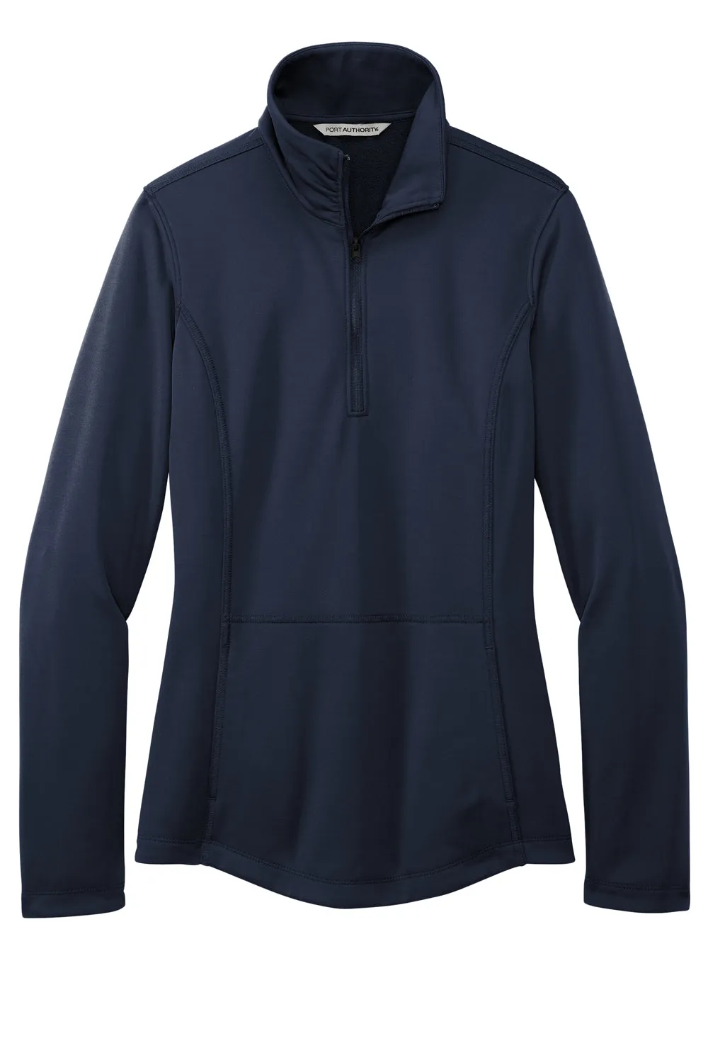 Port Authority Womens Smooth Fleece 1/4 Zip Hooded Jacket - River Navy Blue