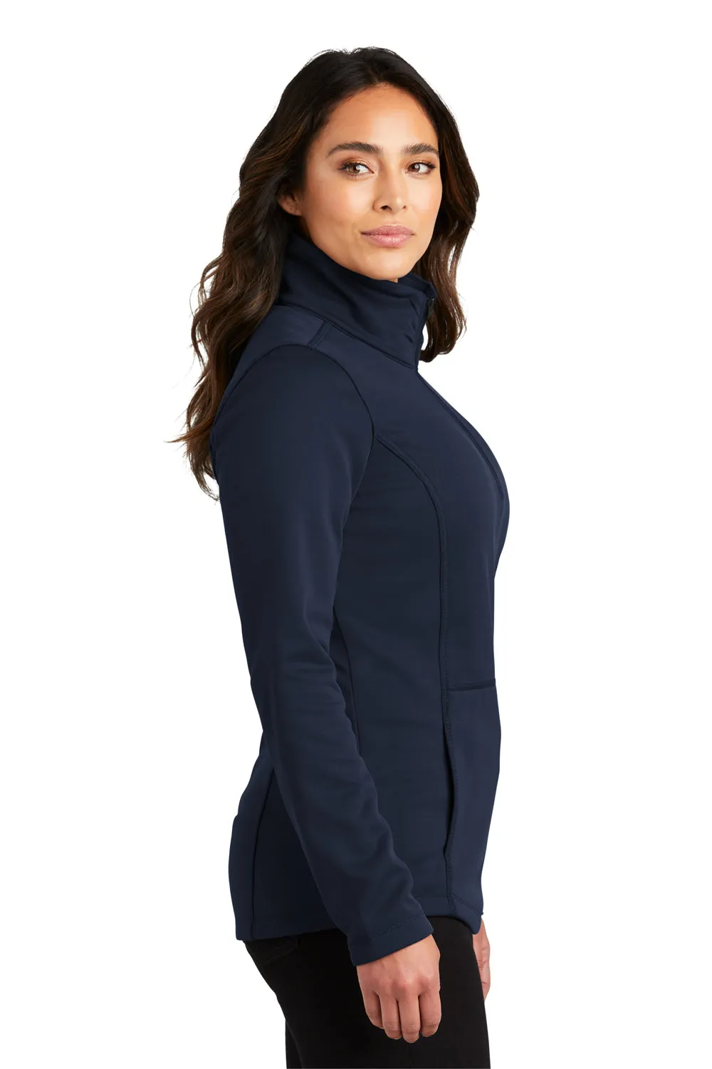 Port Authority Womens Smooth Fleece 1/4 Zip Hooded Jacket - River Navy Blue