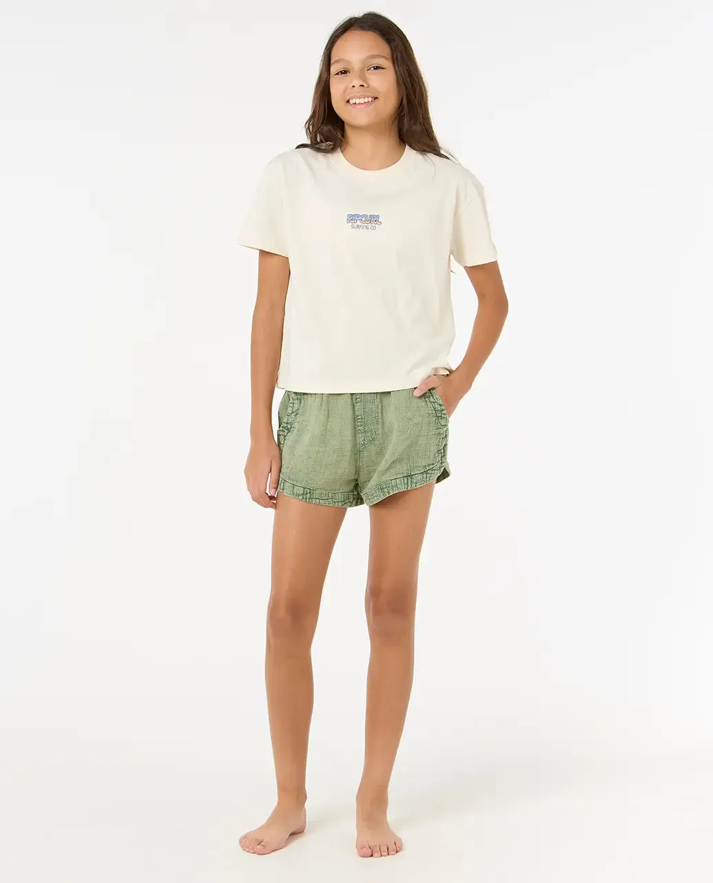 Rip Curl Clothing Girls Sun & Sea Crop T-Shirt in Bone