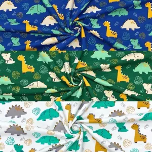 Smiling Dinosaurs French Terry Fabric