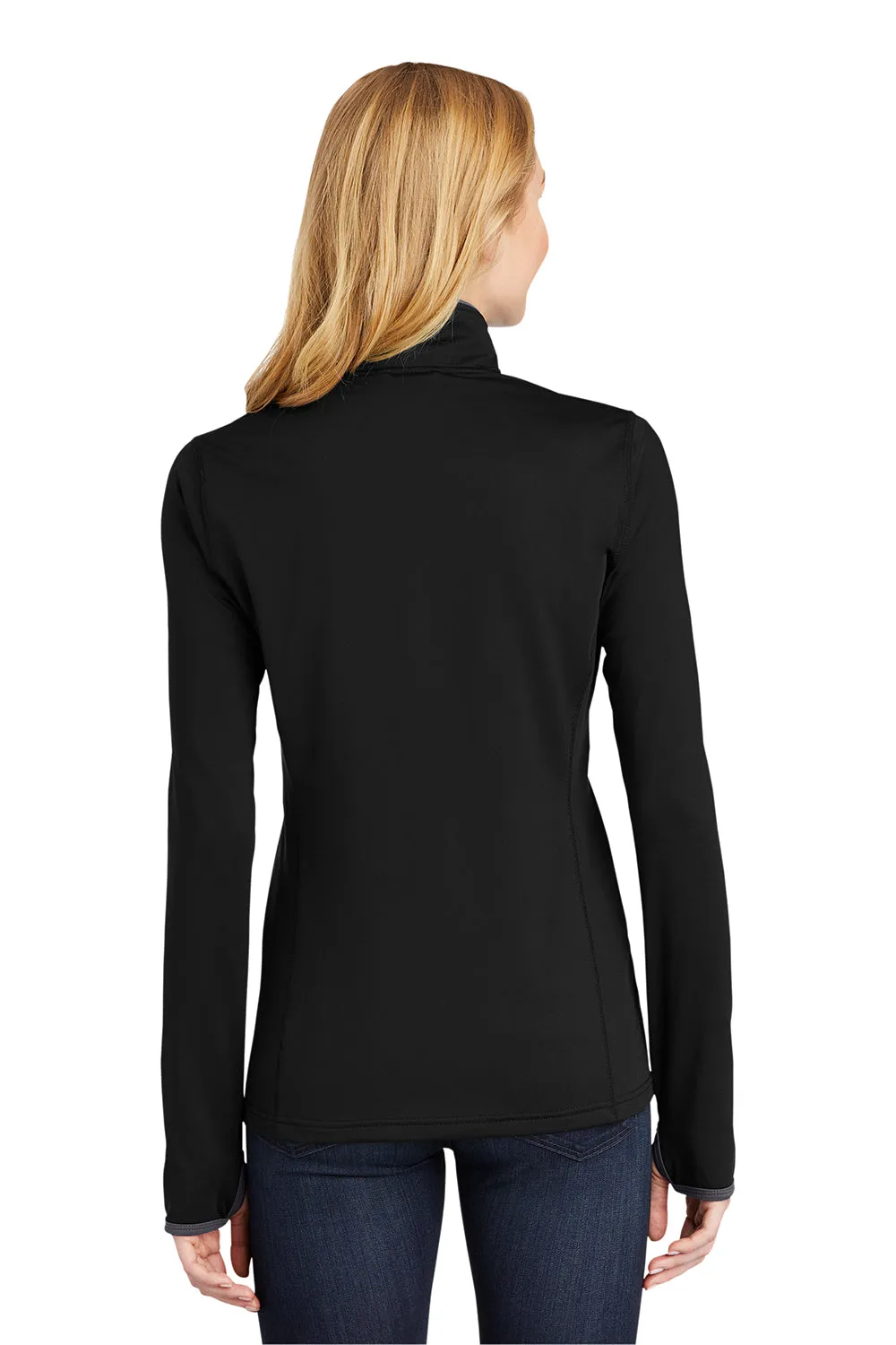Sport-Tek Womens Sport-Wick Moisture Wicking Full Zip Jacket - Black/Charcoal Grey