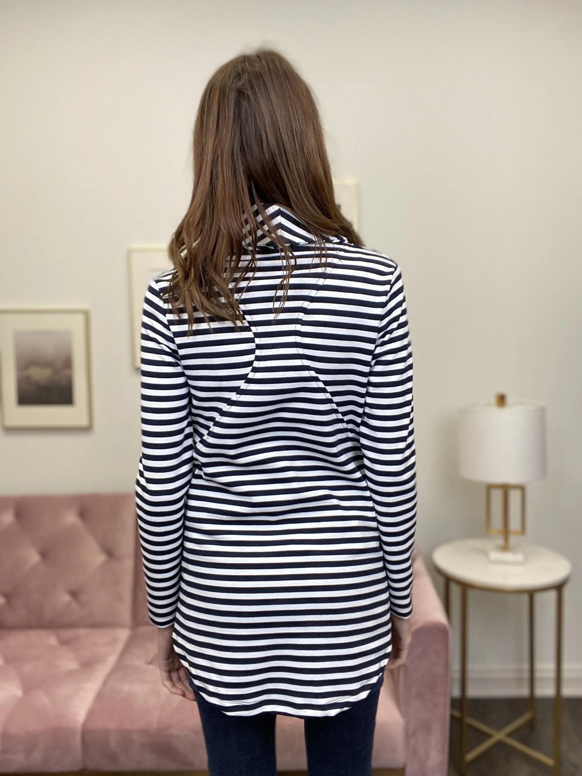 Striped Women's Collared Zipper Jacket *Final Sale*