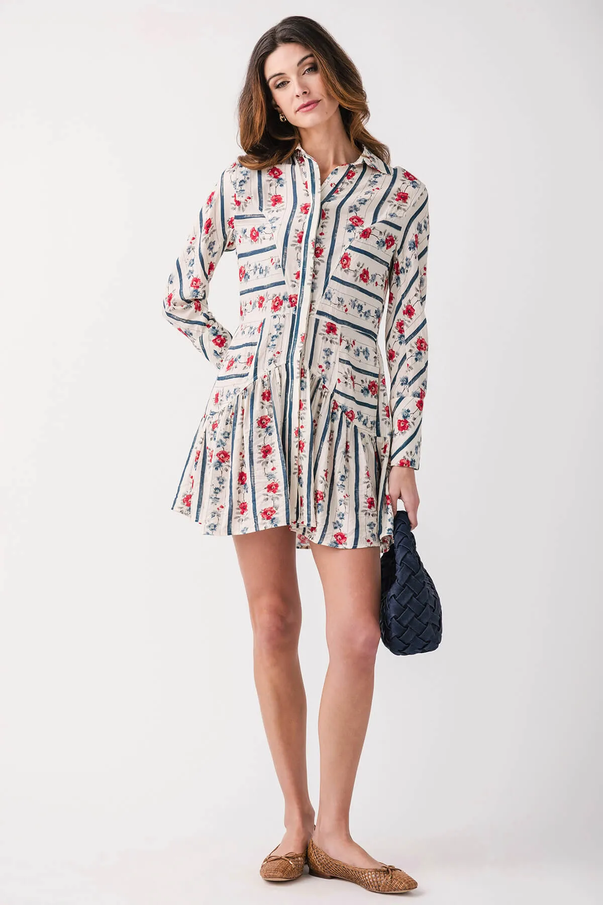 THML Button Up Collared Long Sleeve Dress