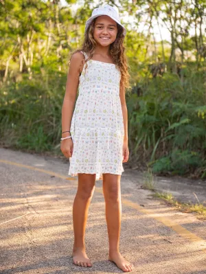 Volcom Girls Stickerbook Dress Star White Volcom