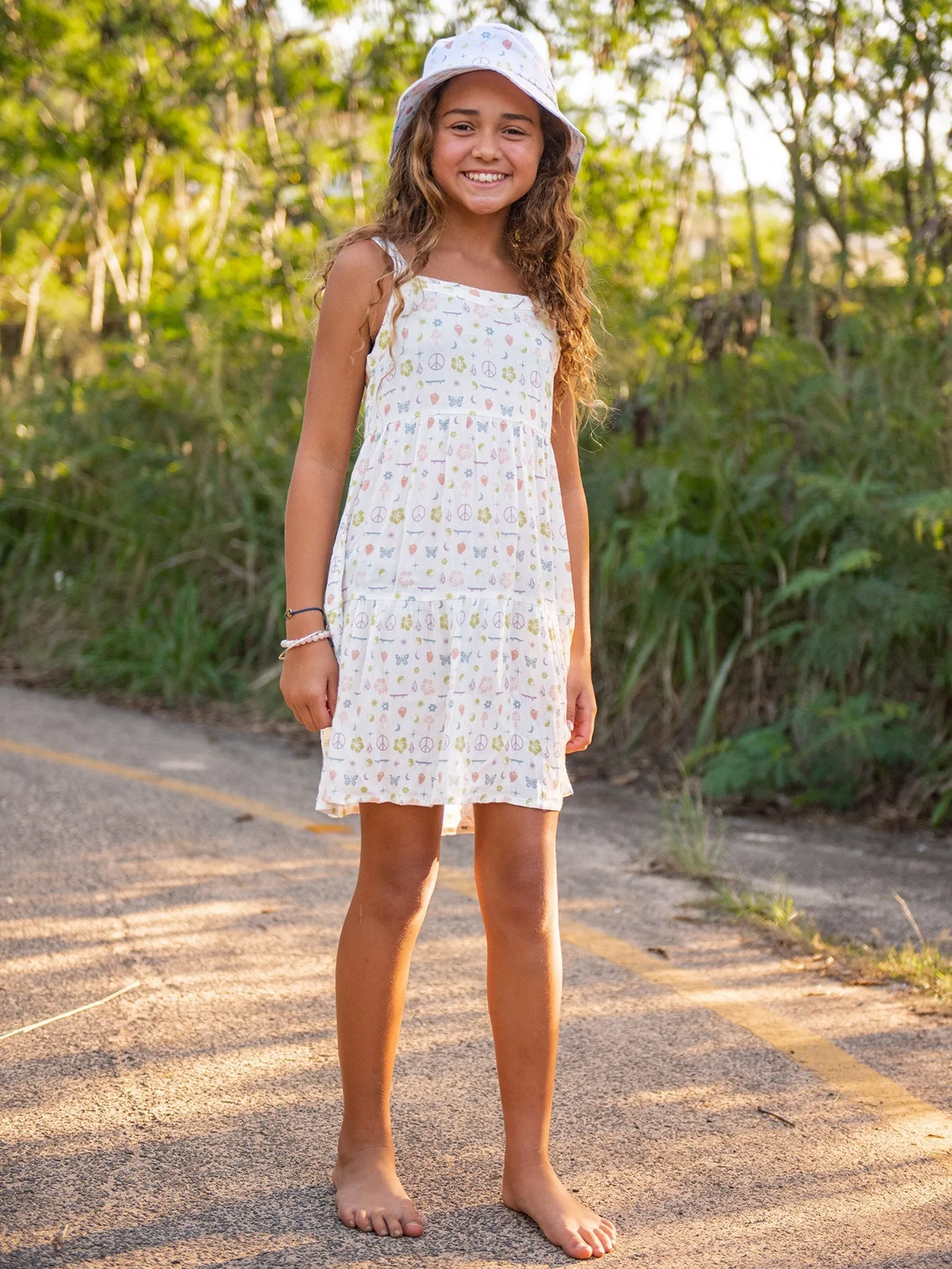 Volcom Girls Stickerbook Dress Star White Volcom