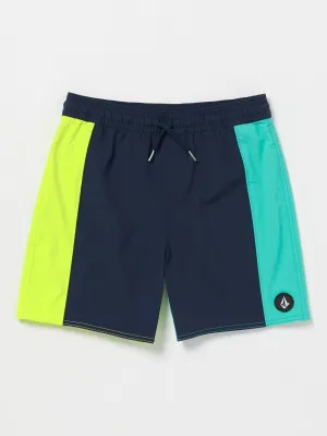 Volcom Lido Liberator Elastic Waist Boys Swim Trunks (Age 8-14) Navy Volcom