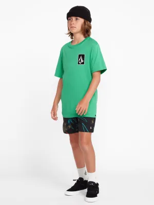 Volcom Polly Pack Elastic Waist Boys Swim Trunks (Age 8-14) Black Combo Volcom
