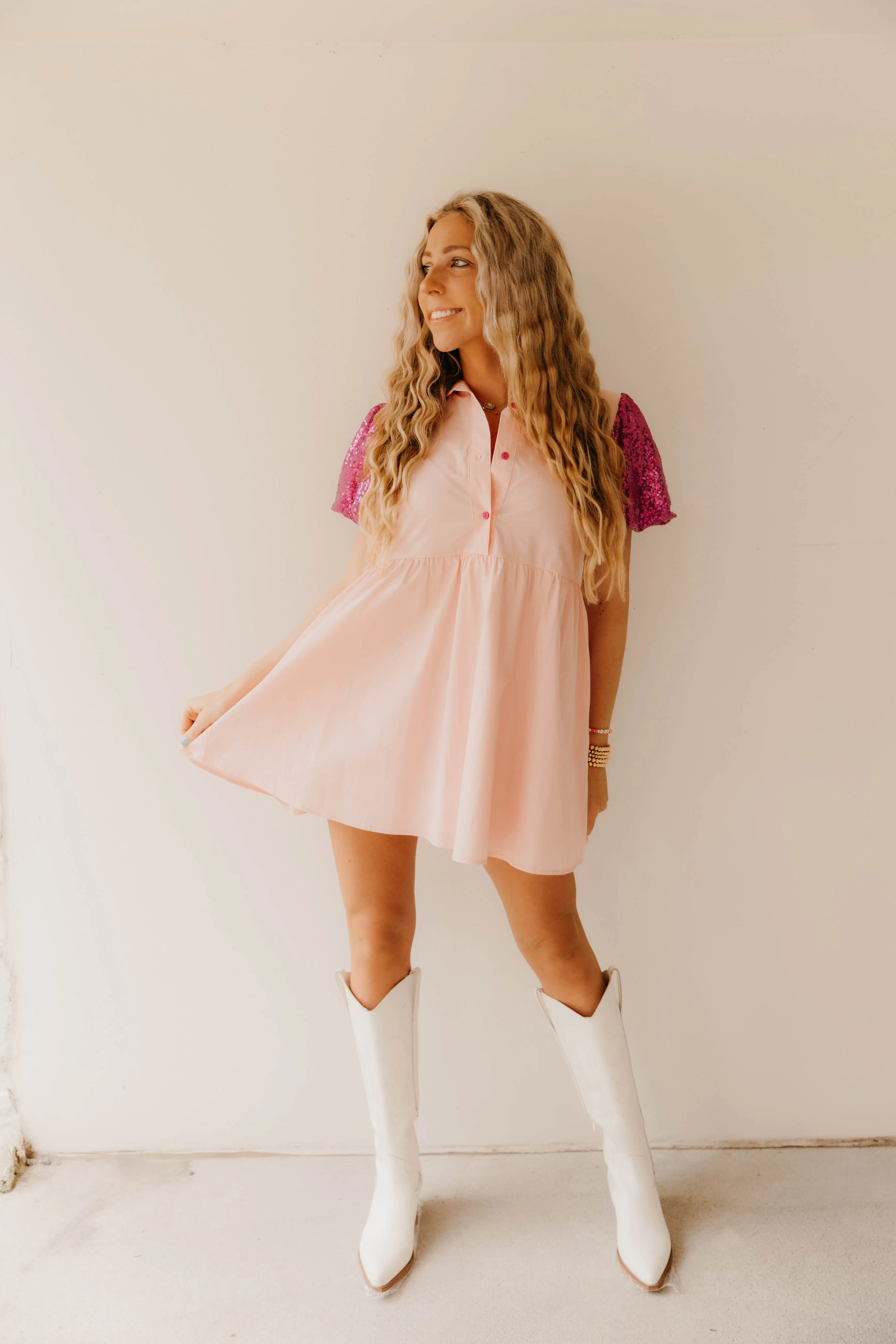 Western Let's Go Girls Sequin Patch Dress - Final Sale 50% off in cart