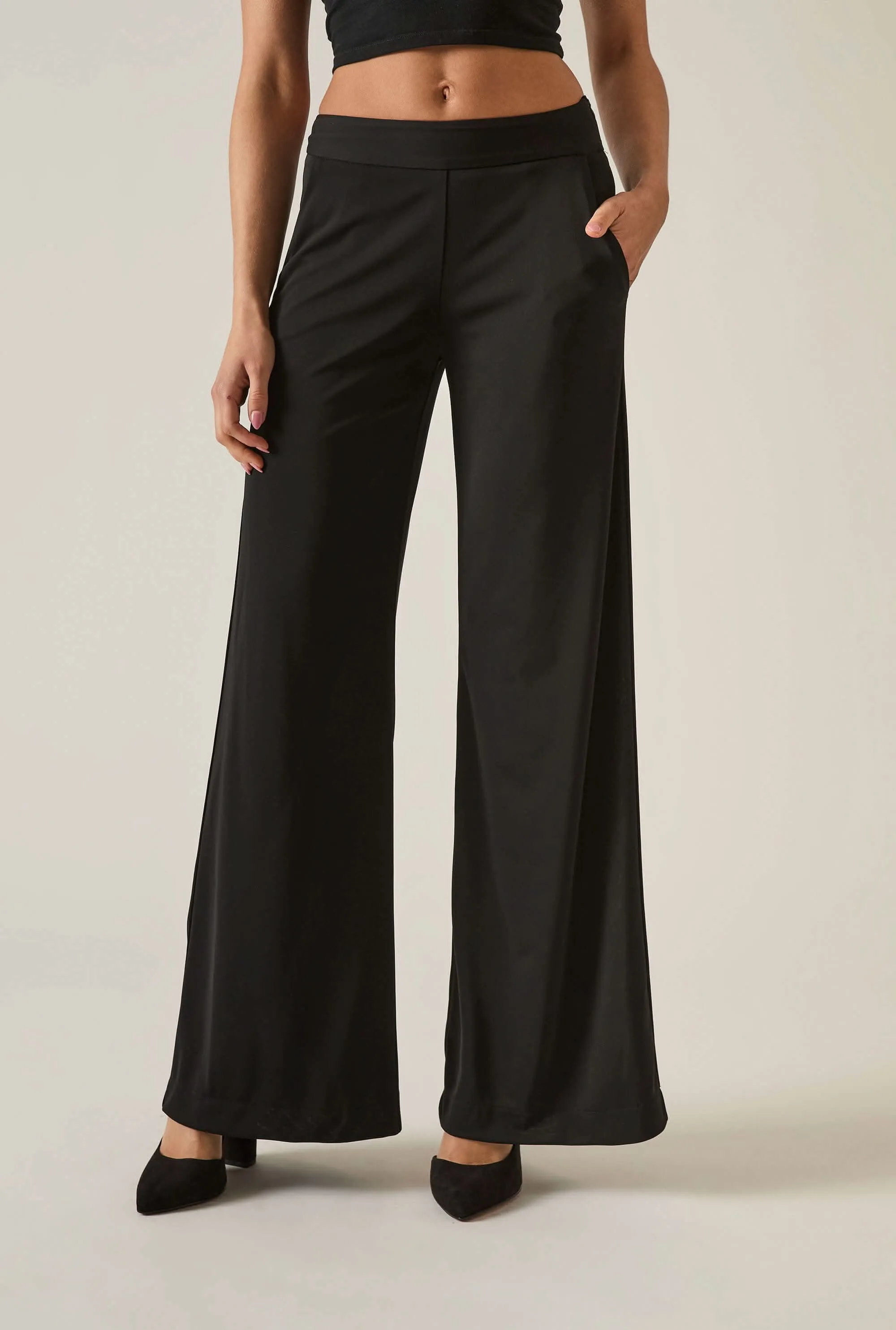 Wide-Leg Black Trousers