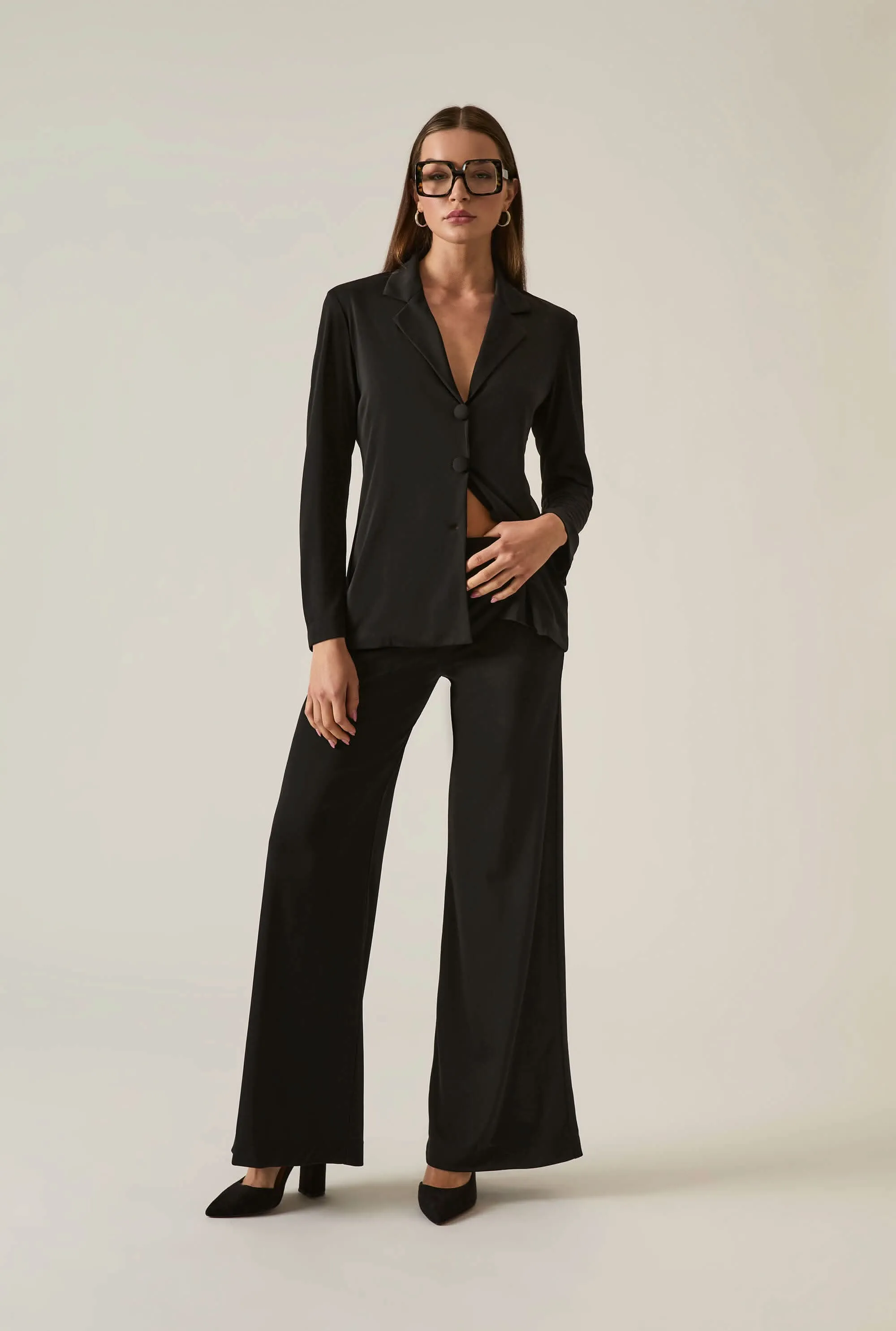 Wide-Leg Black Trousers